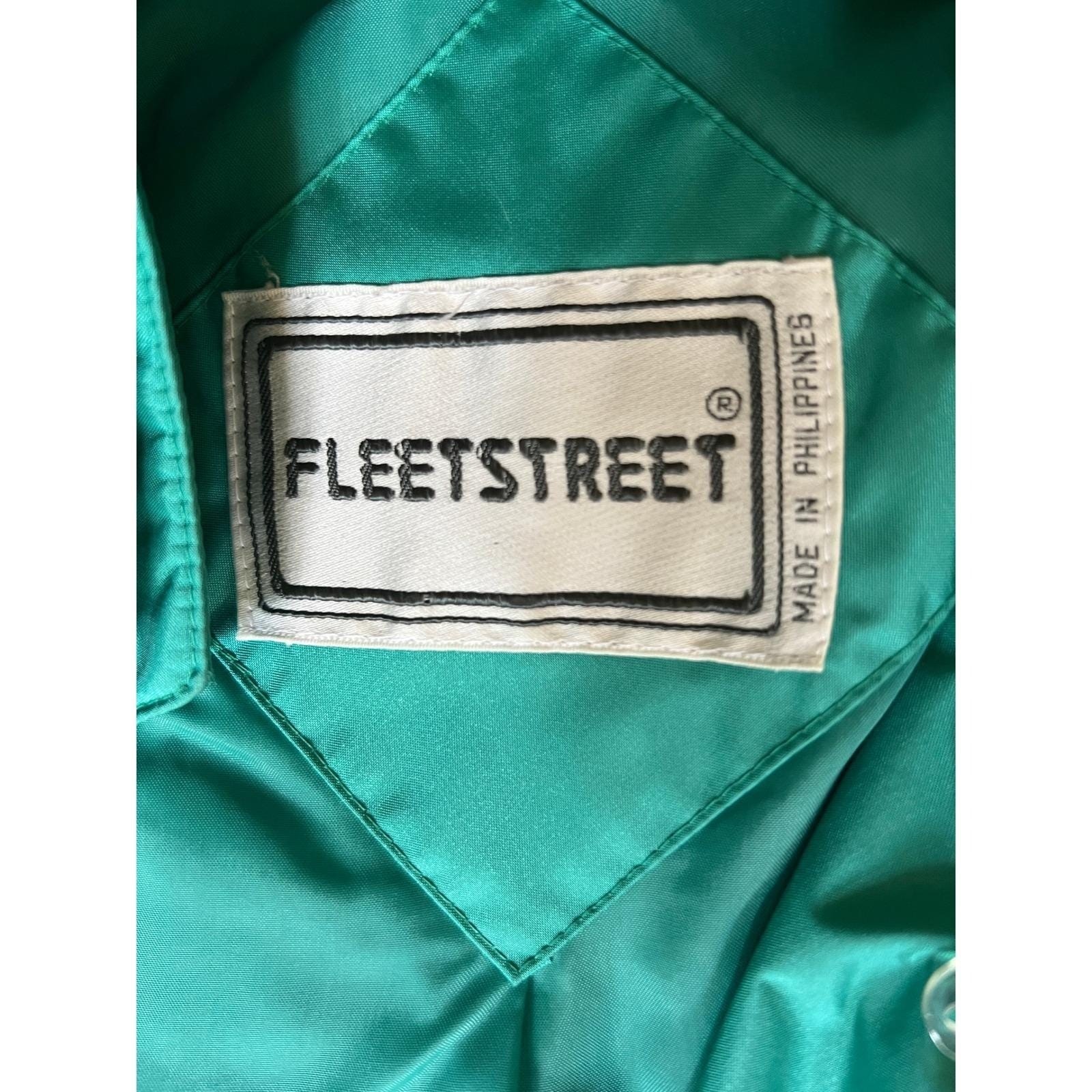 Vintage Fleet Street Teal Trench Coat Retro Chic Pleated 80s Slicker Sz 10