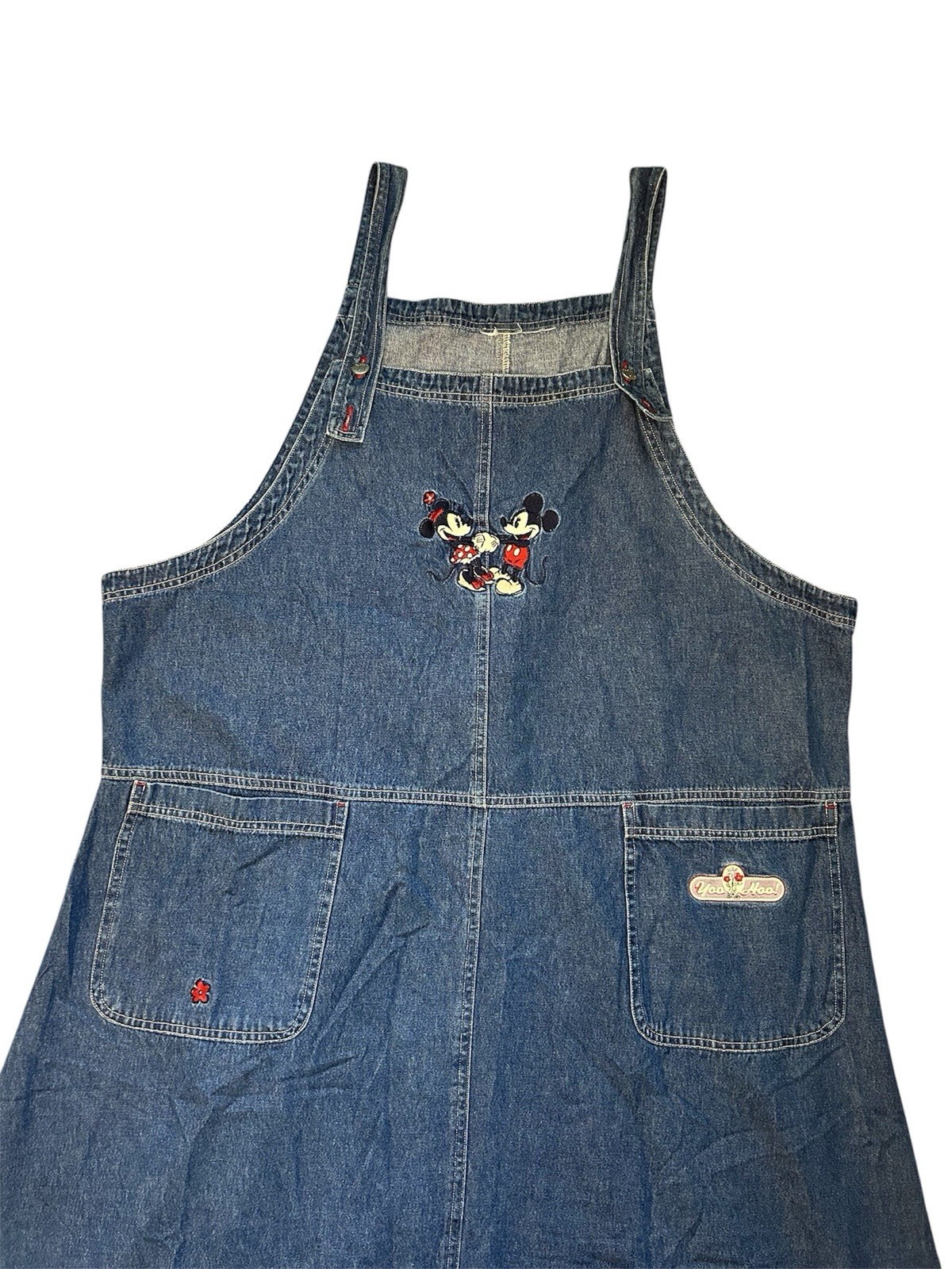 Vtg Disney Store Embroidered Mickey Minnie Denim Overall Dress Approx 18-20W*