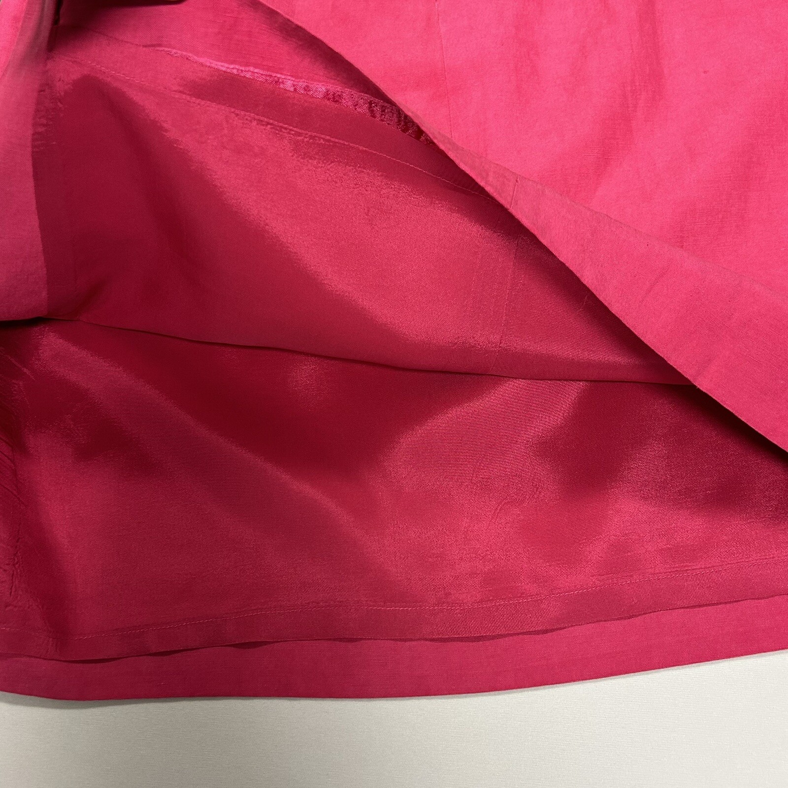 David Warren Petites Vintage Pencil Skirt Silk Linen Size 8P Lined Zip Pink 90s