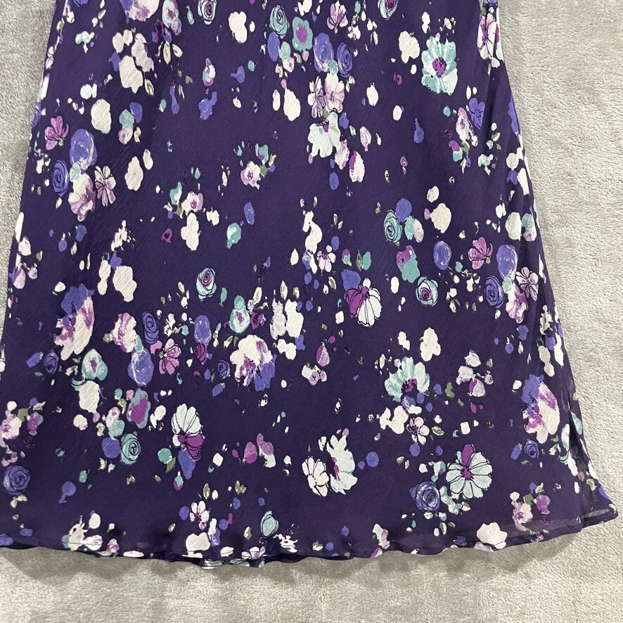 Vintage 90s Jones New York Florla Purple Square Neck Dress Sundress Sheath Sz 4