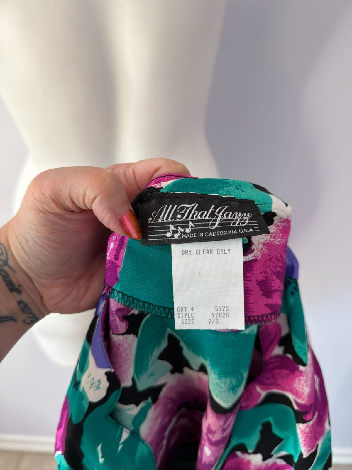 Vintage 90s All That Jazz Floral Dress Button Knee Length Career Cocktail Size 8