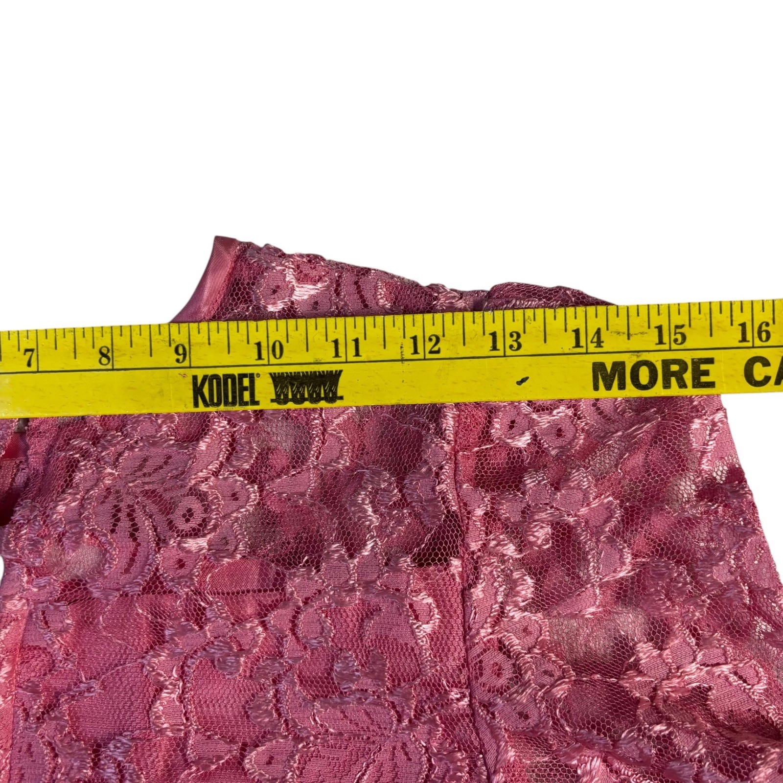 VTG Alicia Pink Lace Party Dress Bubble Hem Crinoline Tea Length Romantic 12 USA