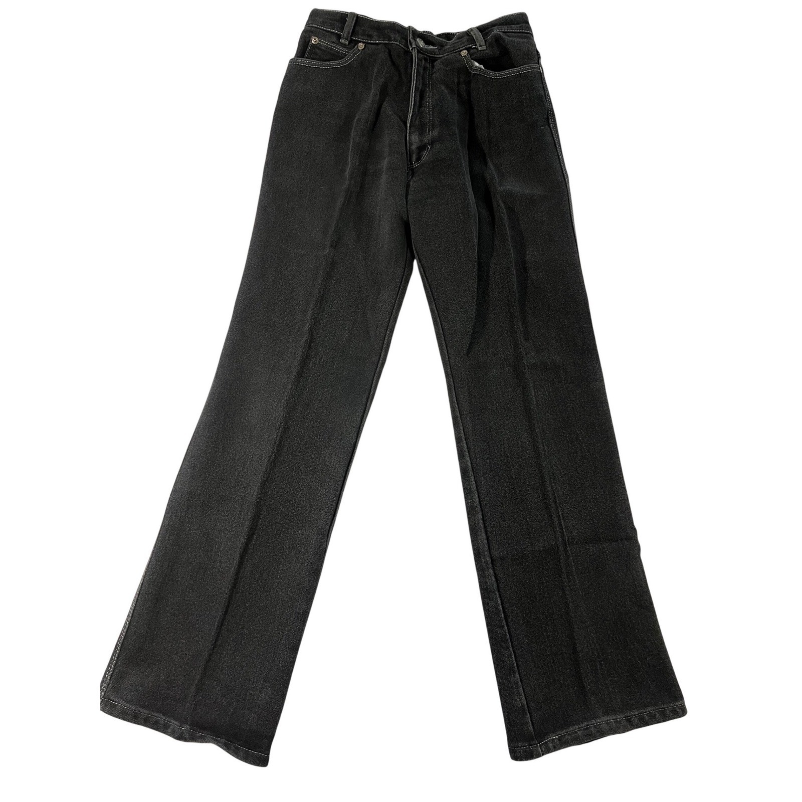 Vintage Stockton of Dallas Jeans Womens 12P Black Contrast Stitch Wide Leg USA
