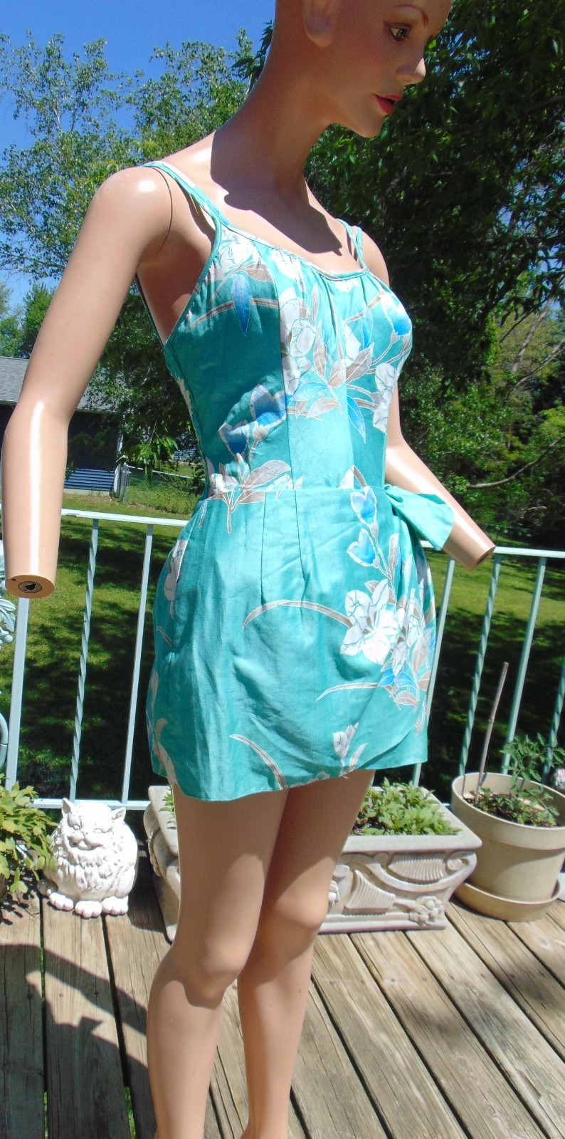 Vtg 70s Sun Fashions for Andrade Sarong Skirt Hawaiin Playsuit Romper sm