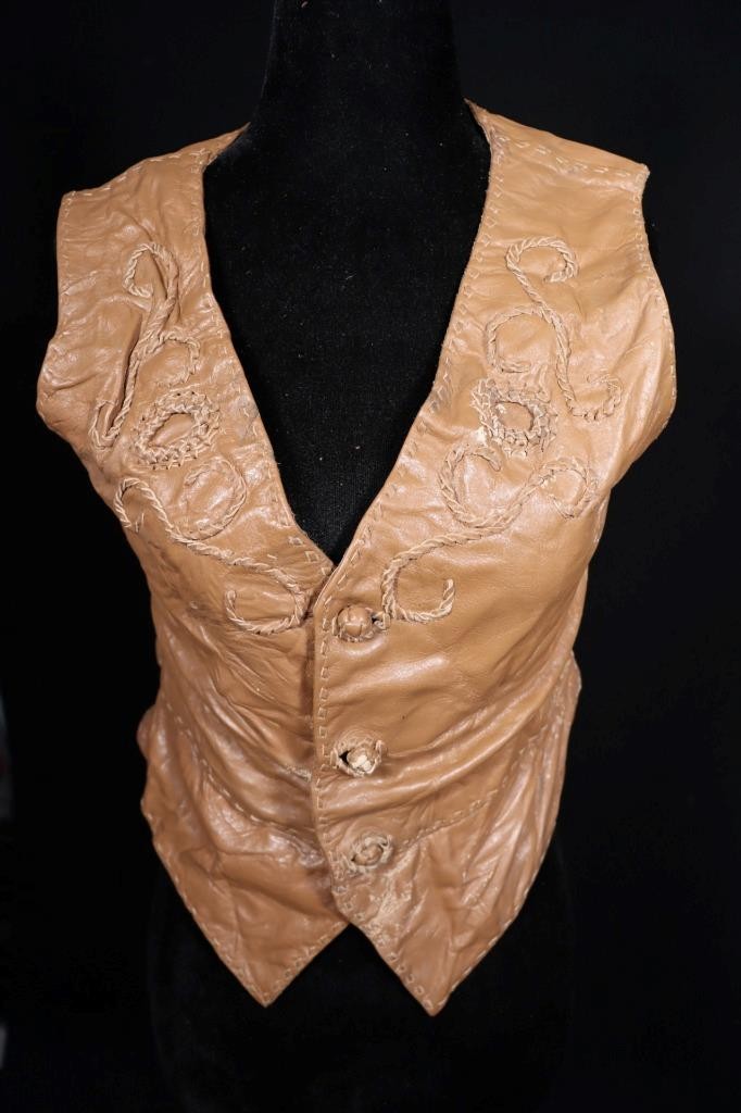 Vintage 1960’s-1970’s Brown Leather Hand Made Vest Size Small