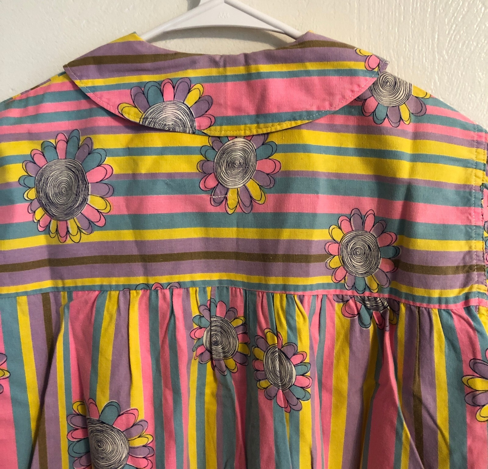 vtg 60s Psychedelic flower power Hippie Caftan Dress house coat Sz M