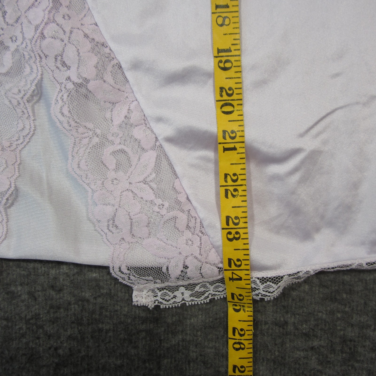 Vtg Greenco Maid Half Slip Size L Lilac Lace Trim Elastic Waist Cottage Coquette