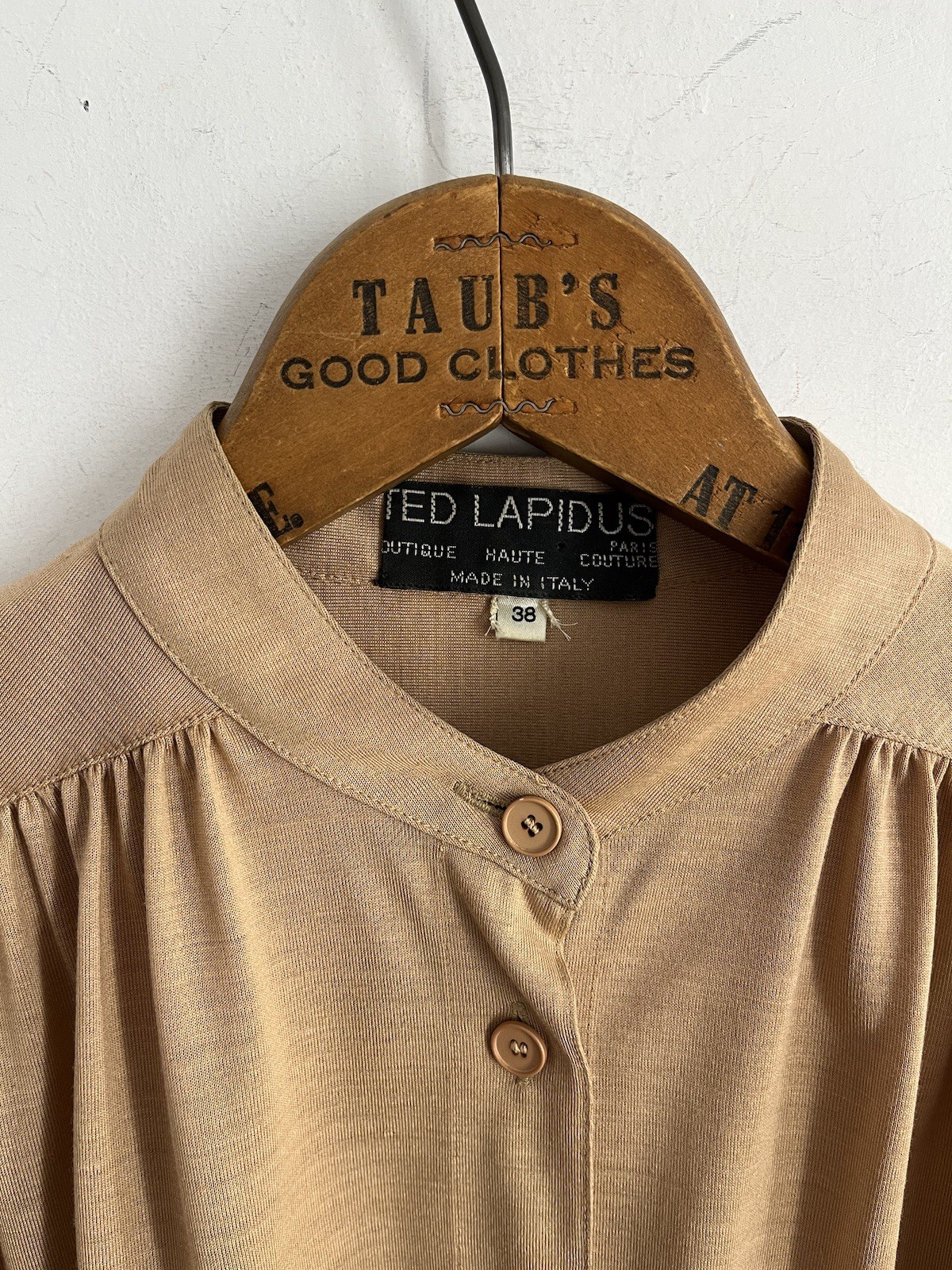 1970s 80s Rare Designer Ted Lapidus Couture Silk Jersey Draped Blouse S/M