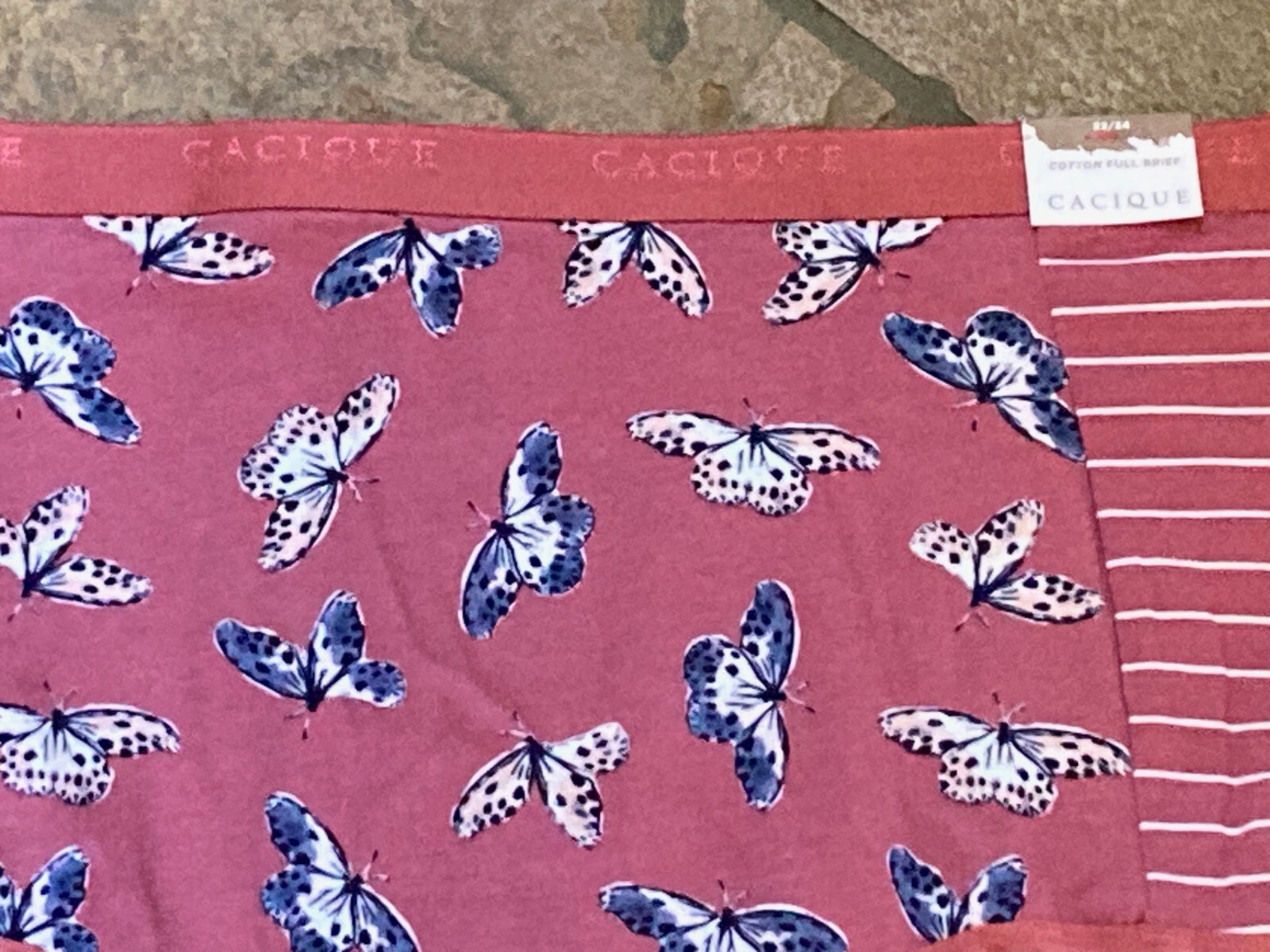 1123 CACIQUE 22/24 Butterflies & Stripes Mauve Cotton Full Brief Panty #321 NWT