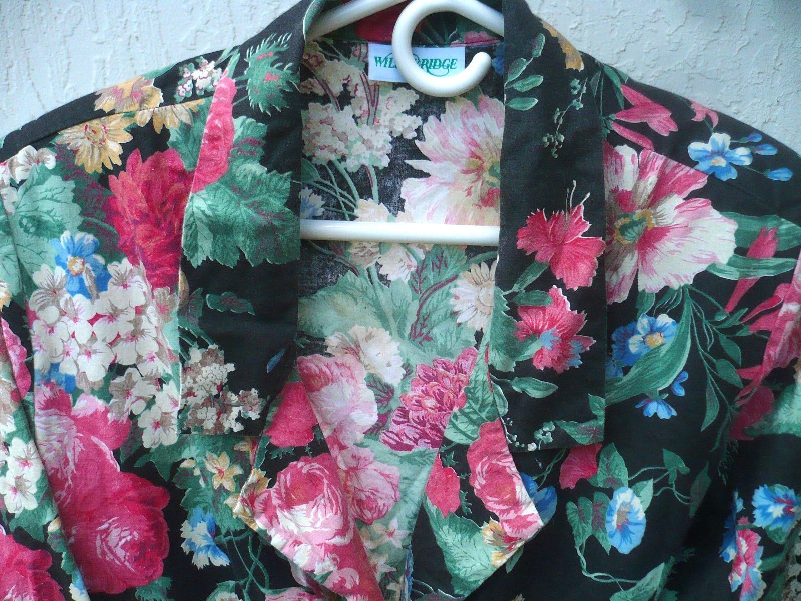 VTG 90S WILLOWRIDGE L LIGHTWEIGHT GARDEN FLORAL BLAZER COTTAGECORE COTTON WOMEN