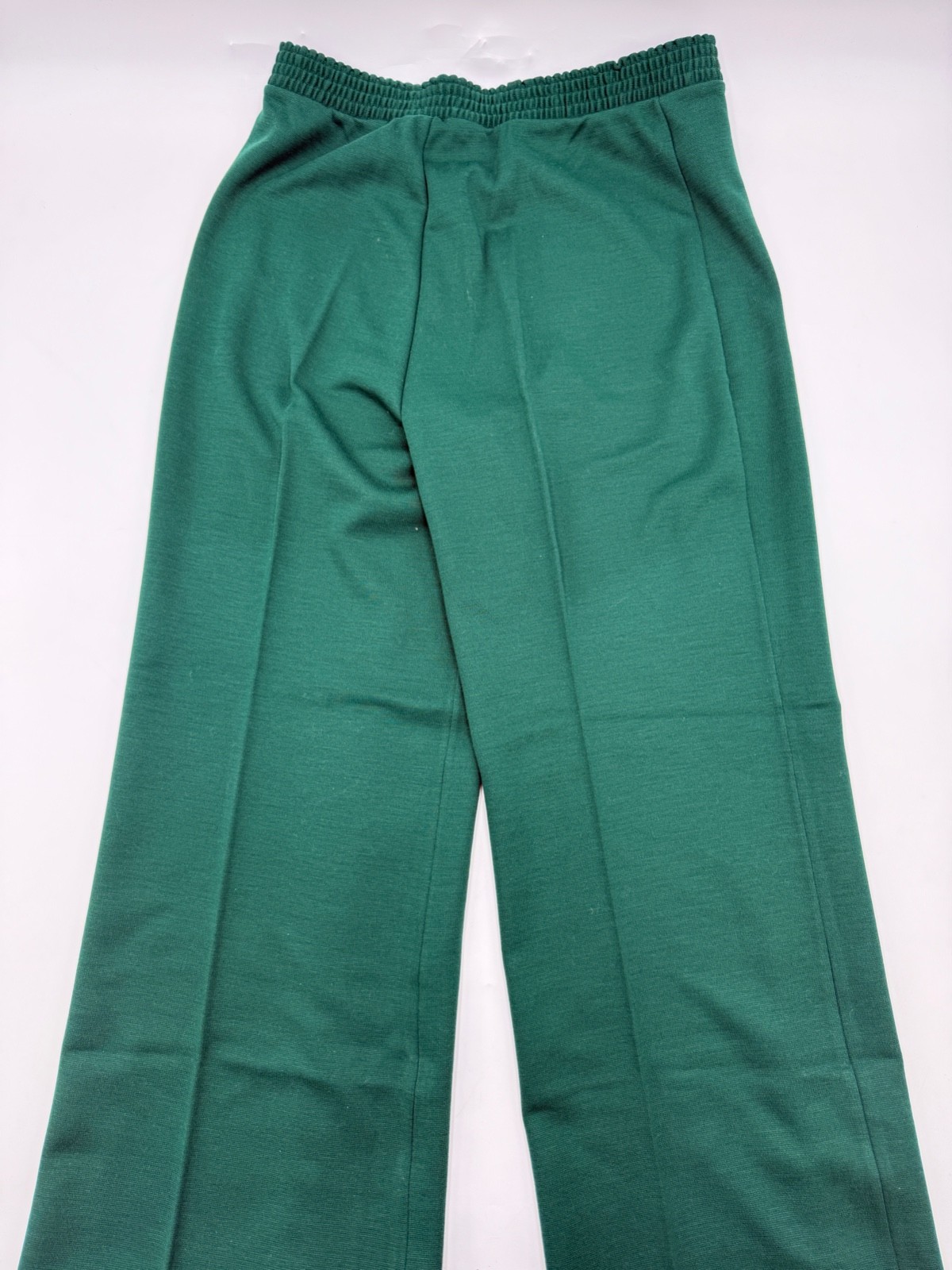 Vintage Womens 1970s Bell Bottom Pants Stretch Waist Polyester Knit Size 18