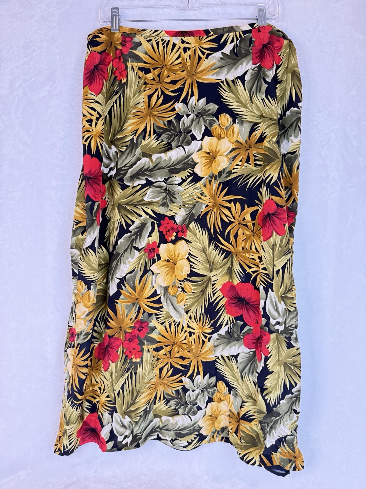 Liz Claiborne Y2K Silk Tropical Skirt 16 Vintage Hawaiian Floral A-Line 🌺🌴