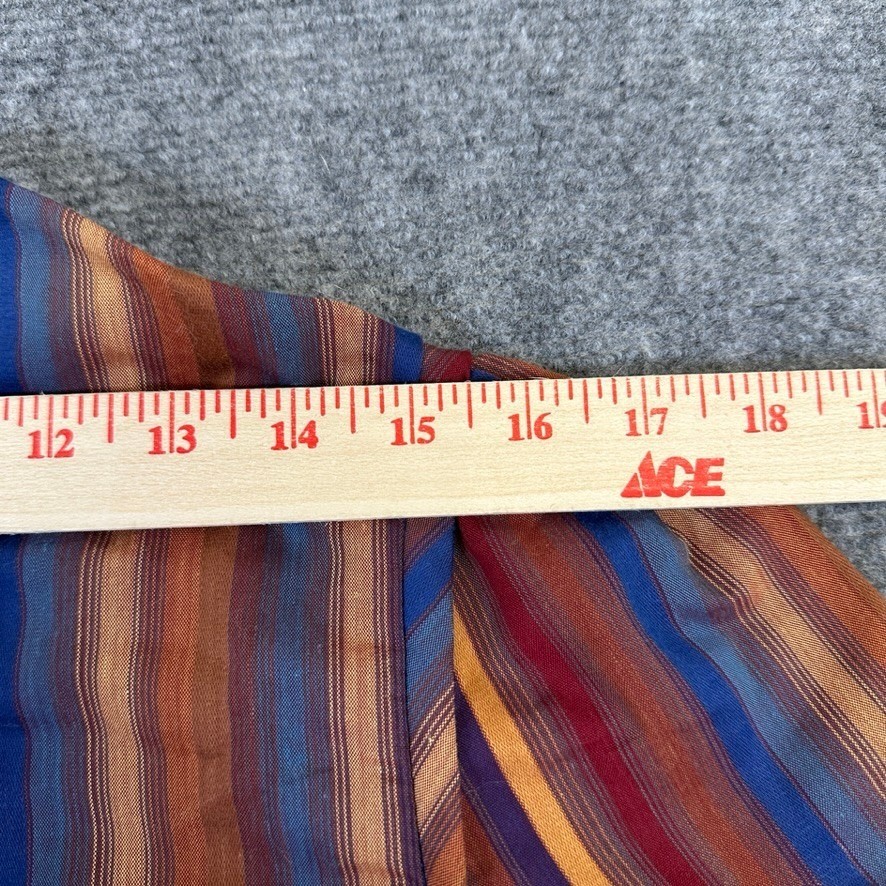 John Weitz Vintage 80s Blouse Band Collar Striped Multi-Color Long Sleeve Size 8