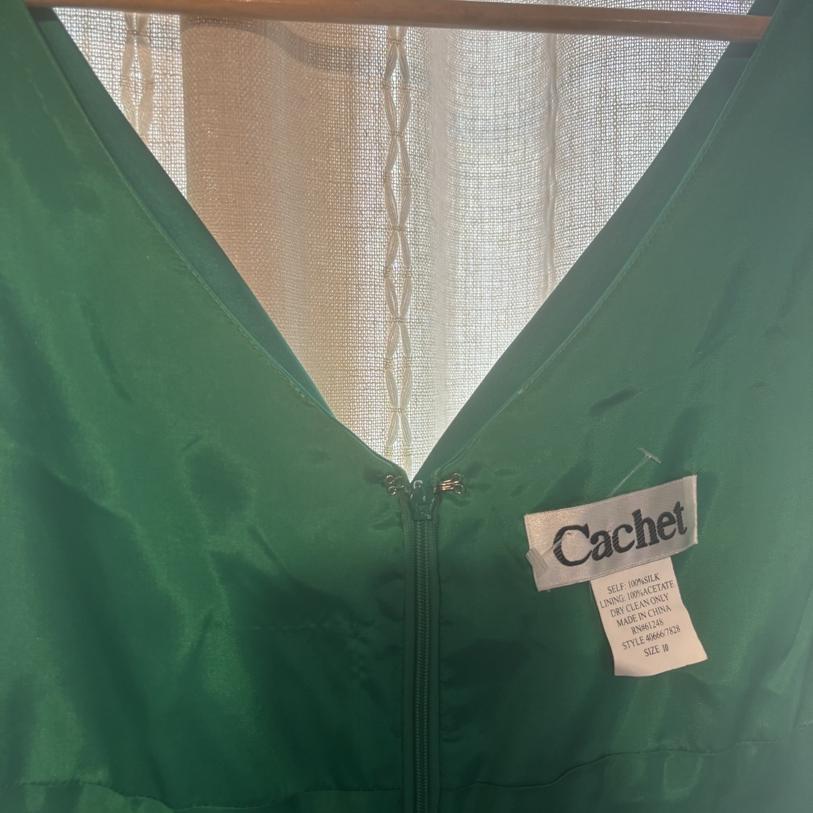 Cachet, Vintage , Green Dress , Silk, Refer To Pics For Inf And Measurements.
