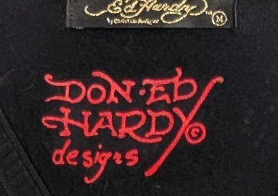 Vtg Ed Hardy Christian Audigier Bodycon Blingy Sweater Dress Y2K Panther Med A+!