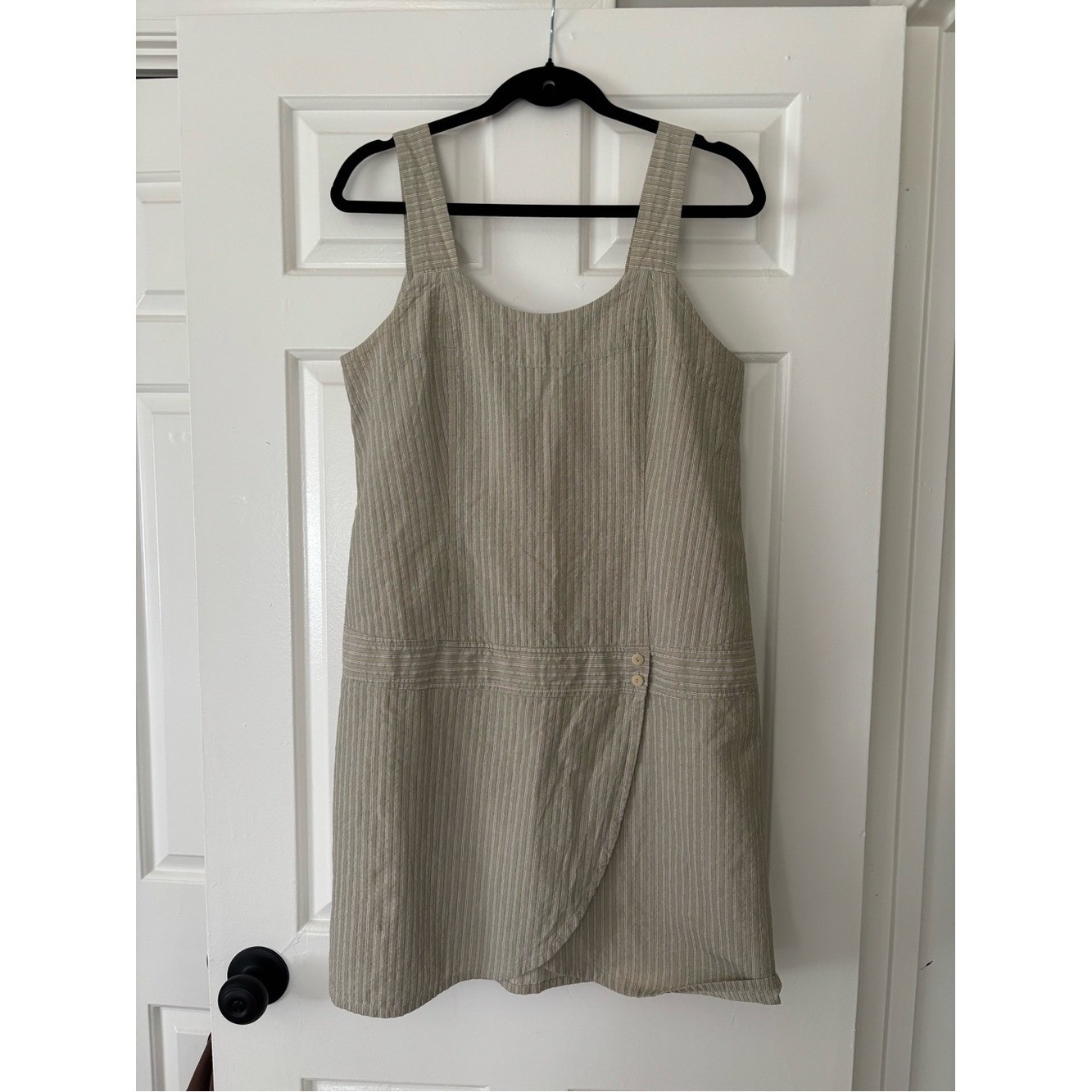 Vintage FLAX 100% Cotton Striped Mini Dress | USA Made Minimalist Cottagecore