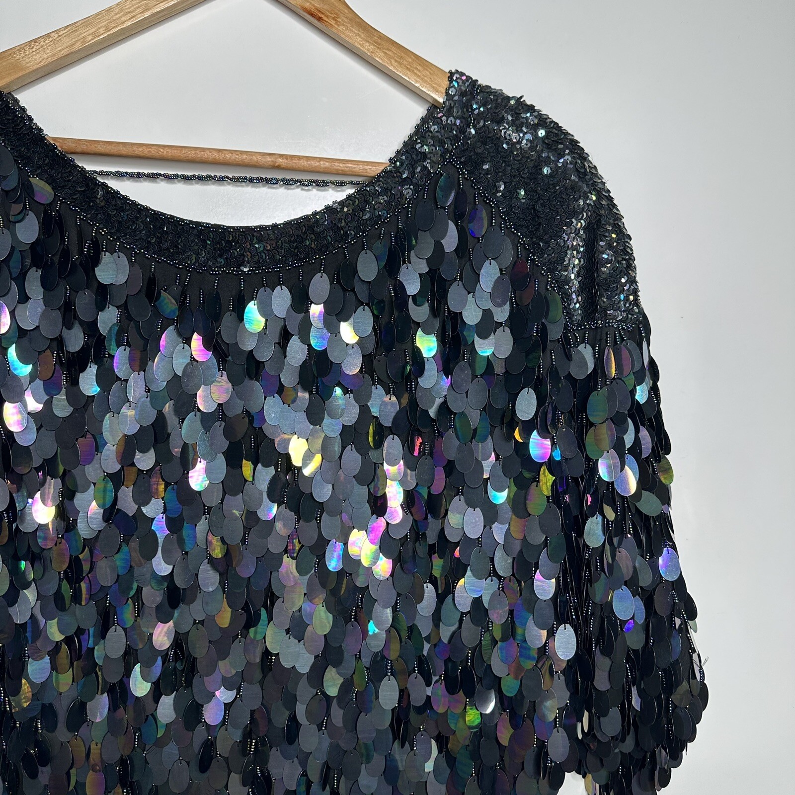 Greg Adams Vintage 80’s Pure Silk Sequin Beaded Flapper Style Party Dress M