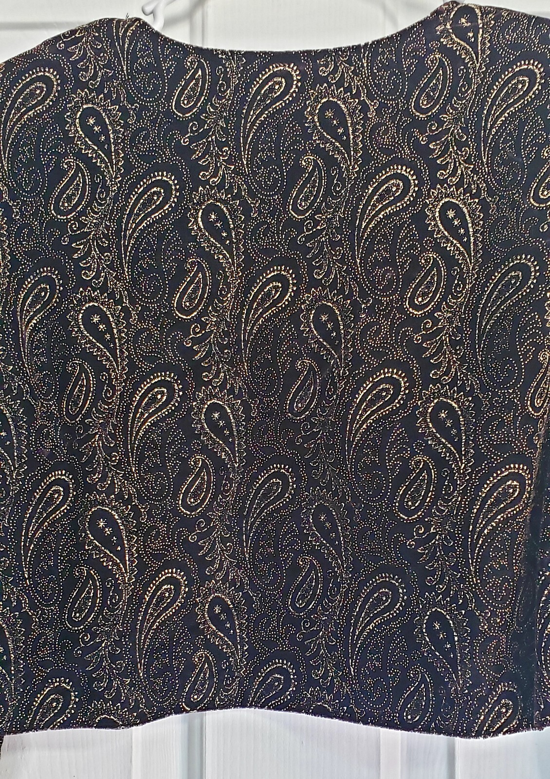 Vintage 80/90’s Cropped Black Velvet Gold Floral Paisley Bolero Jacket Size 14