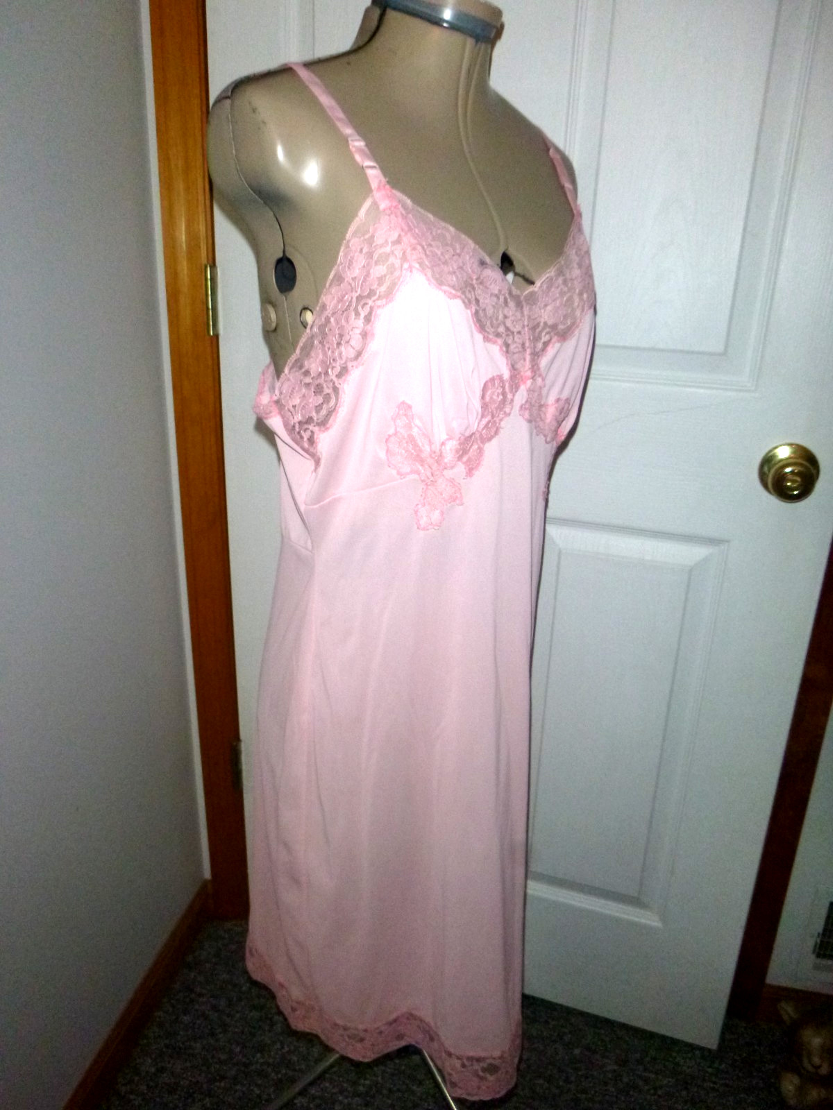 Vintage Pink Full Slip Petticoat Chemise Lingerie Val Mode Size 38