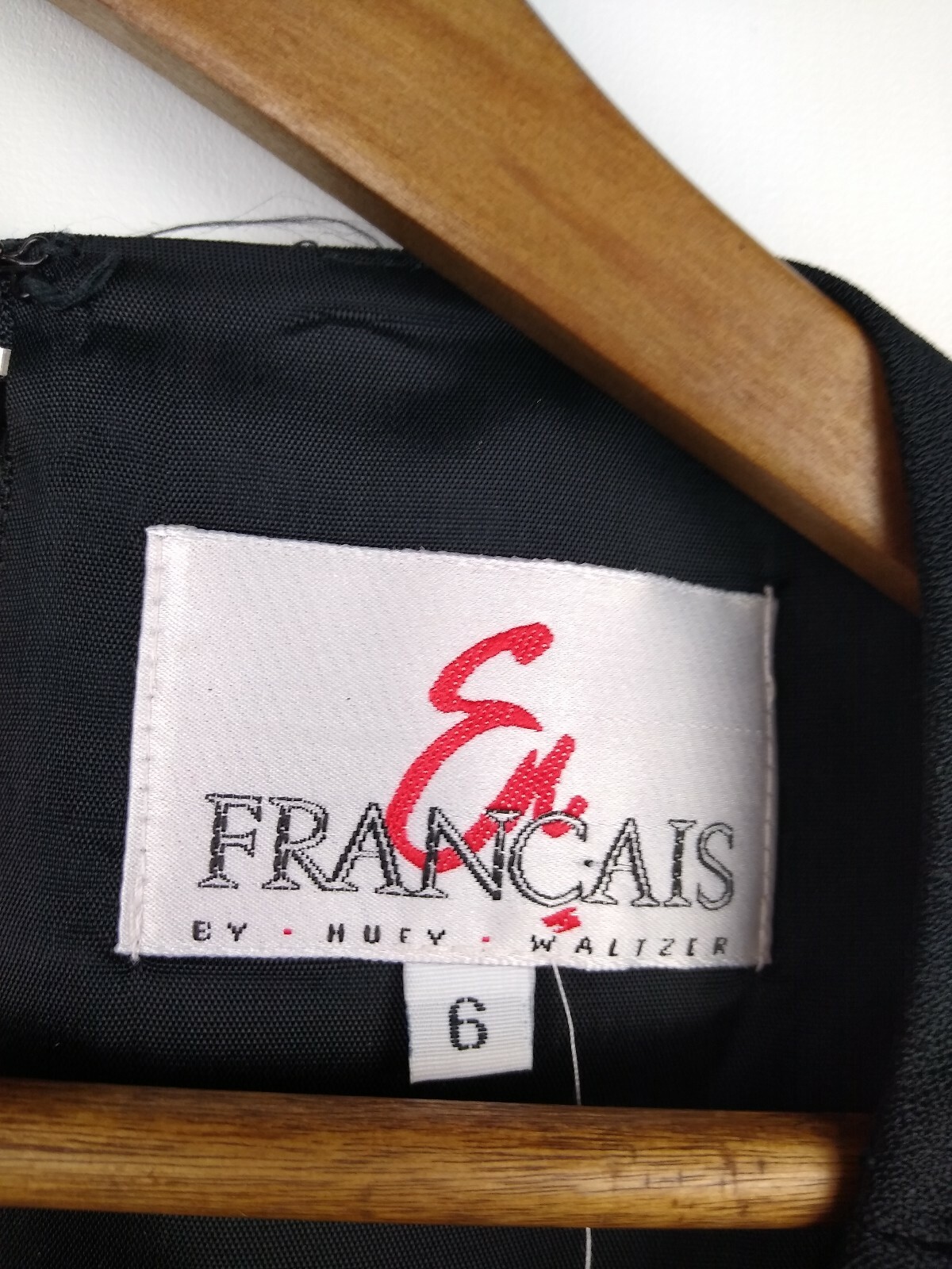 VTG Francais By Huey Waltzer Lined Black Sheath Dress SZ 6 Rhinestone Cocktail