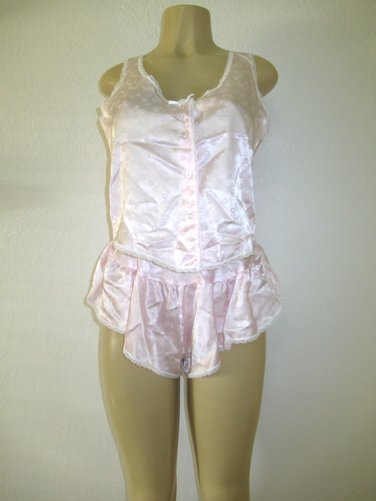 VTG CAROLE HOCHMAN princess panties & camisole top set size M Shorts pink Satin