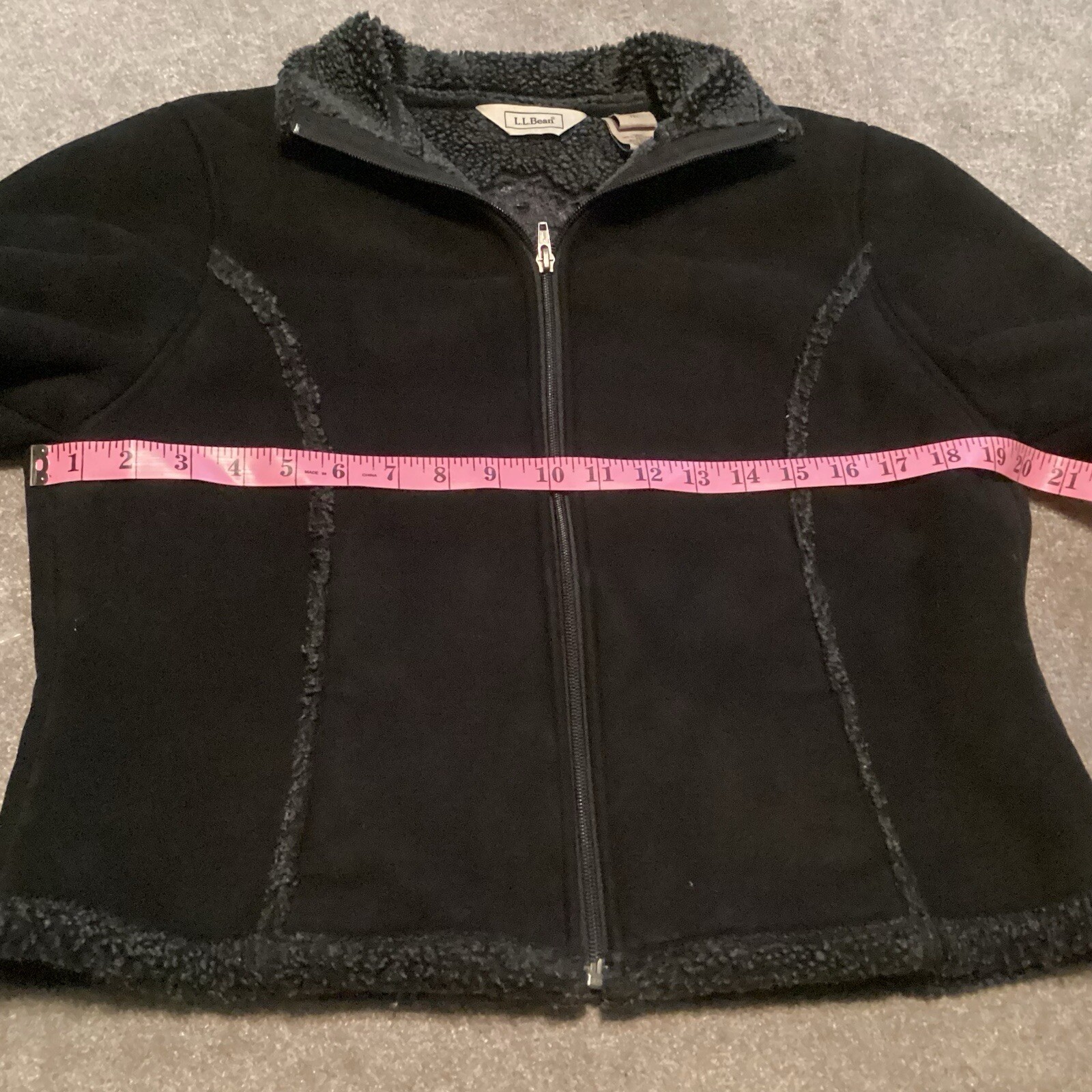 LL Bean Womens Y2K Faux Suede Sherpa Embroidered Floral Detail Medium VTG