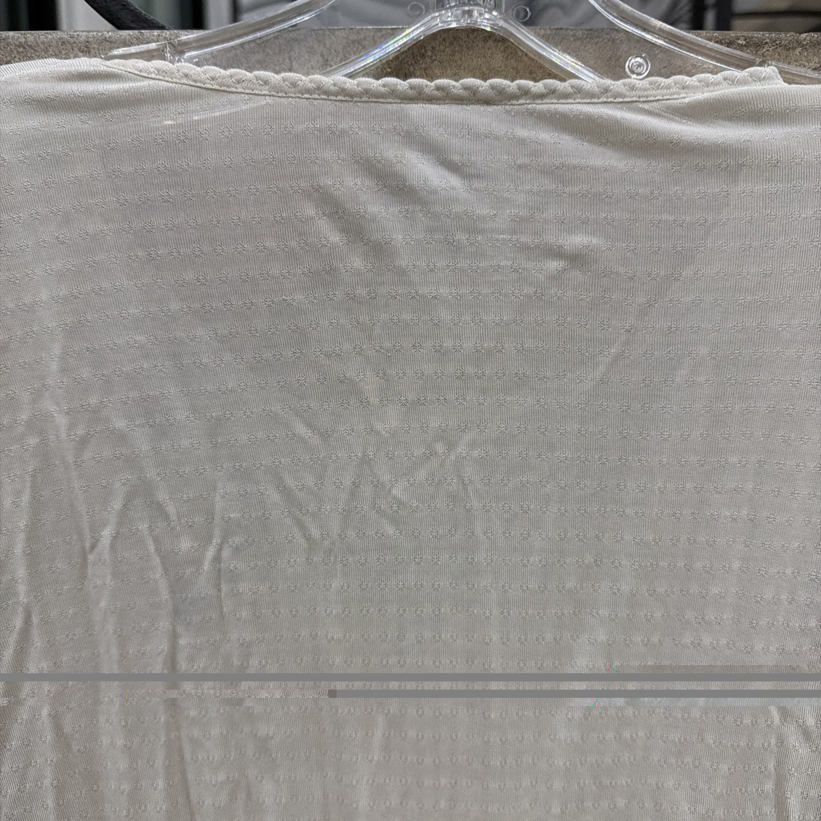 Vintage 80s Lands End 100% SILK Pattern Sheer Top Undershirt Blouse White M10-12