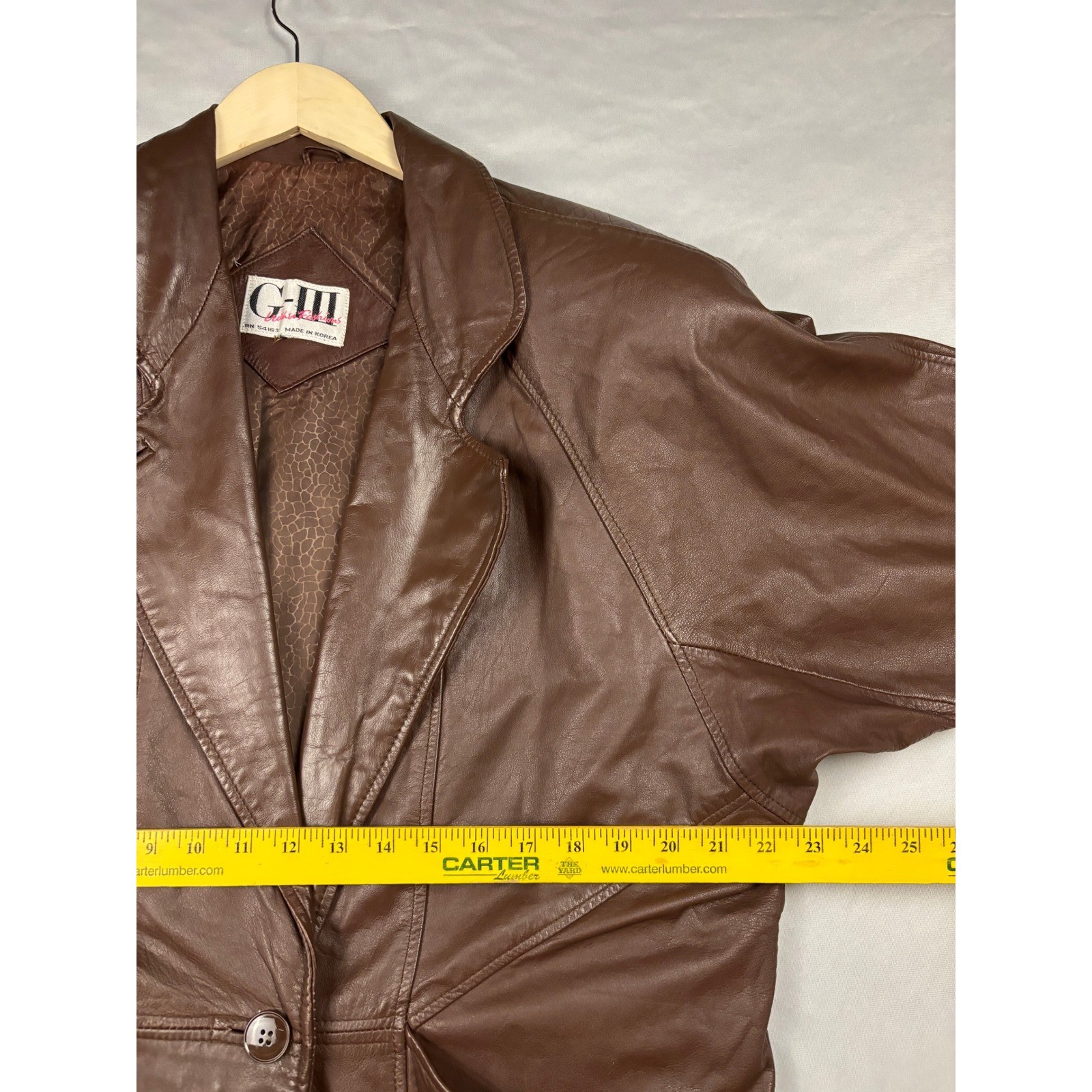 G-III Leather Fashions Brown Genuine Leather Vintage Coat Jacket Mid-Length 80s