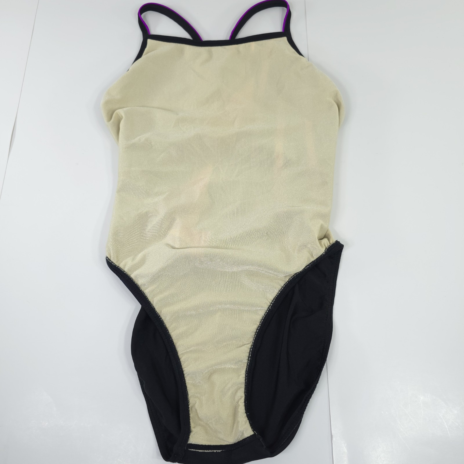 VINTAGE SPEEDO SWIMSUIT WOMENS SIZE 34 / 10 BLACK PINK PURPLE WIRE FREE UNPADDED