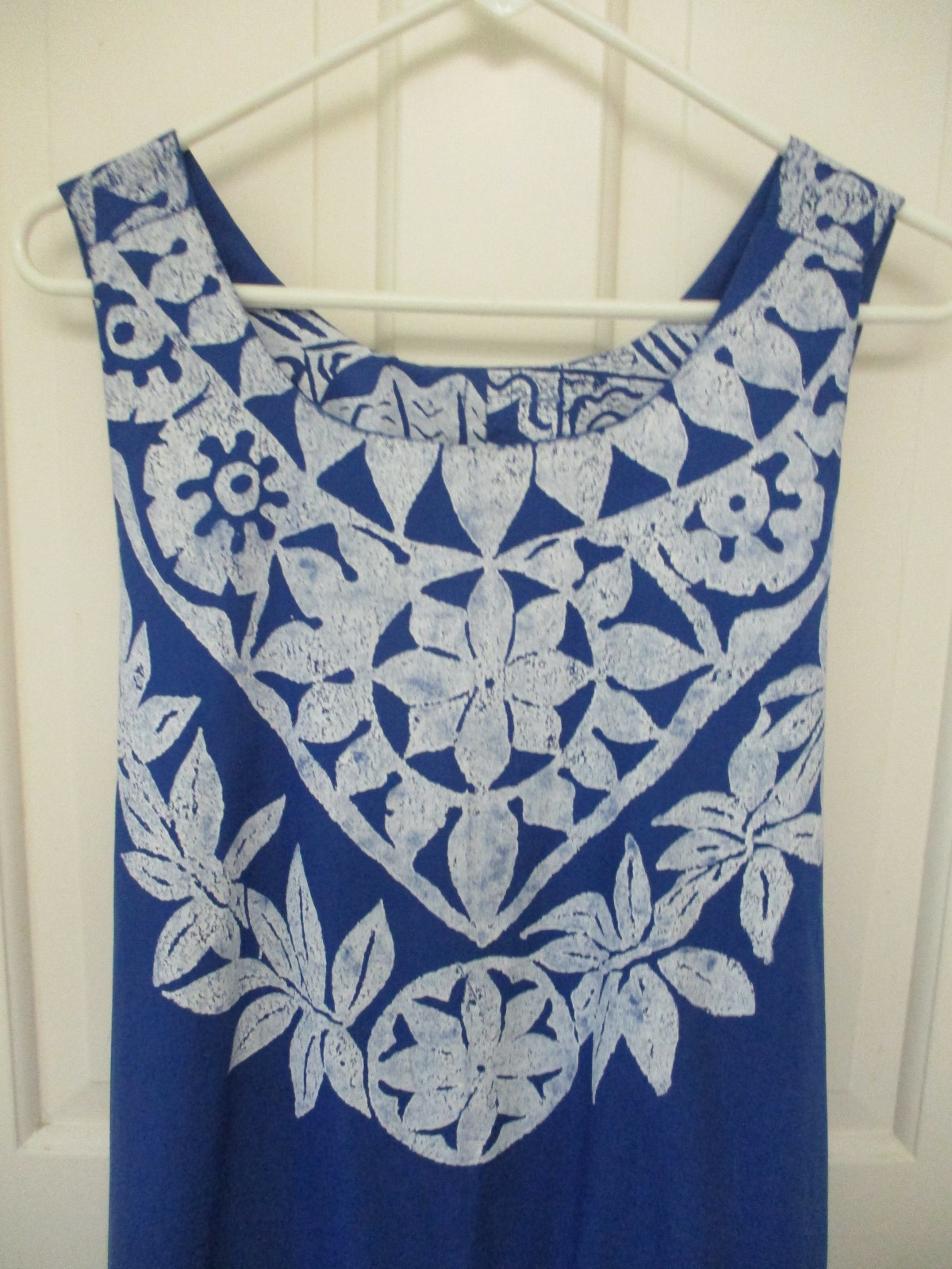 MCM 1970s AUSTRALIAN INDIGENOUS COTTON BLOCK PRINT DRESS ONE SIZE HAND DYED NOS