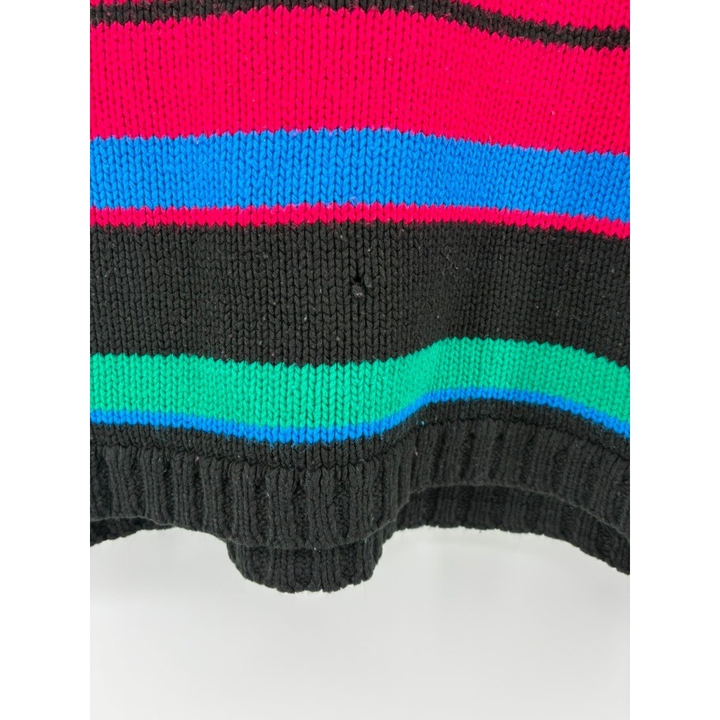 VNTG 90’s Croquet Club Striped Mock Neck Sweater Pink Blue Green Black USA Made