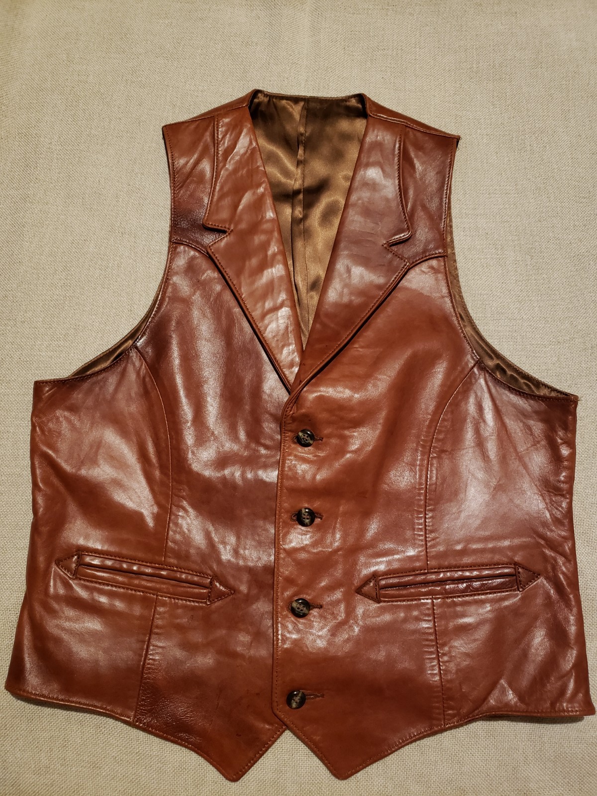 Vintage Lamb Skin Western Vest. SZ 38 Kenny Roger’s. Front Pockets. Butter Soft.