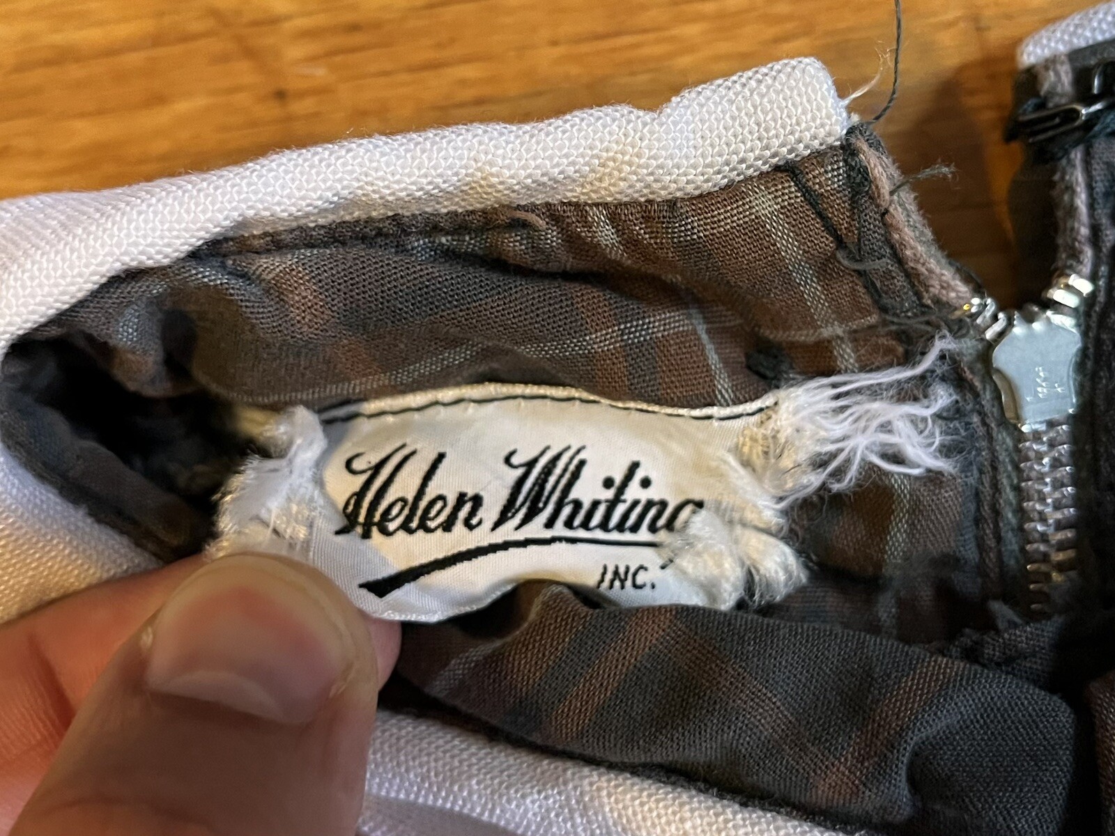 VINTAGE Helen Whiting Skirt Suit Set Brown Tartan Plaid Peter Pan Collar 60s