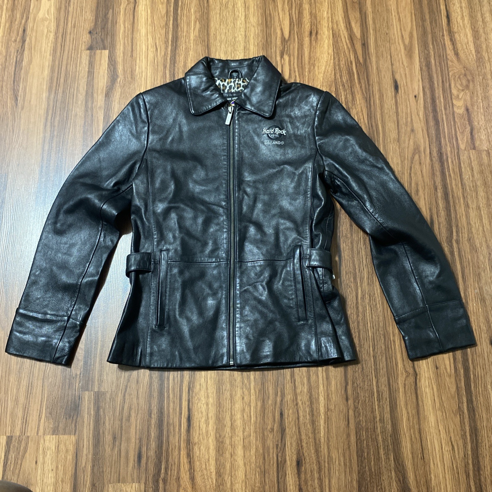 Hard Rock Hotel Orlando Florida Women’s Leather MOTO Jacket 90s Rock Vintage