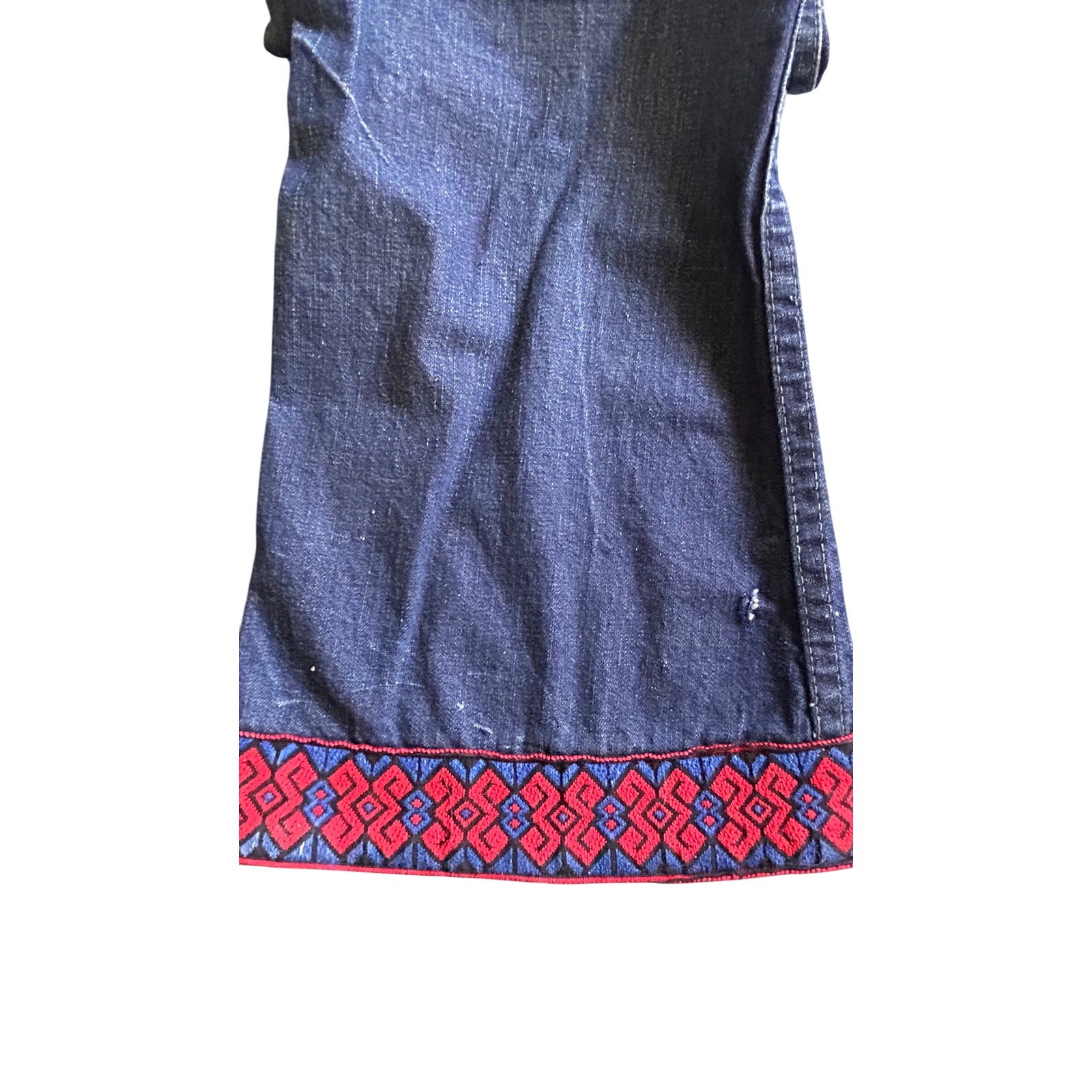 Vintage Landlubber Blue Flare Jeans Embroidered Patch 30×30.5 Hippie 1970s Boho