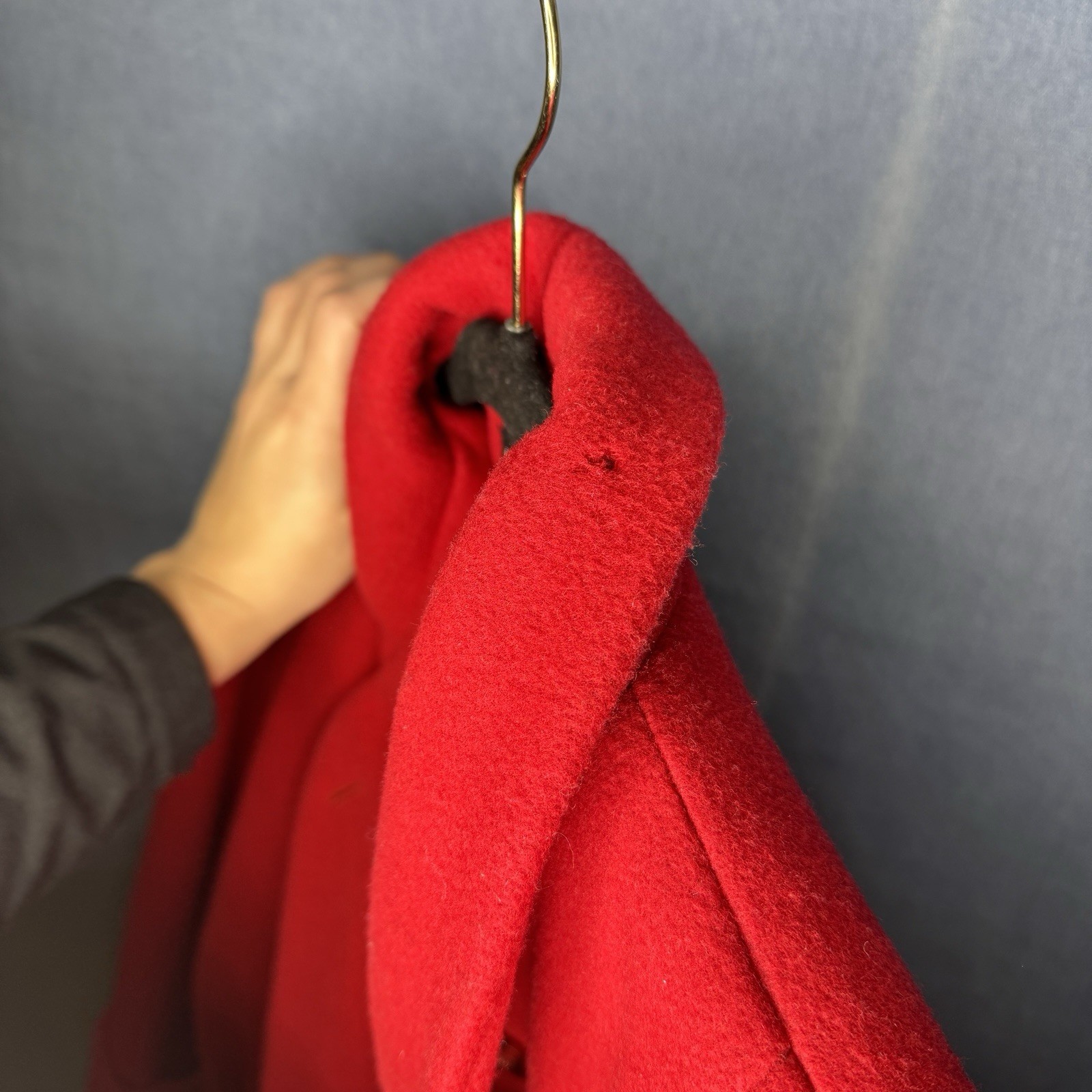 Vintage 80s Donnybrook Womens Red Wool Double Breasted Coat 10 Petite