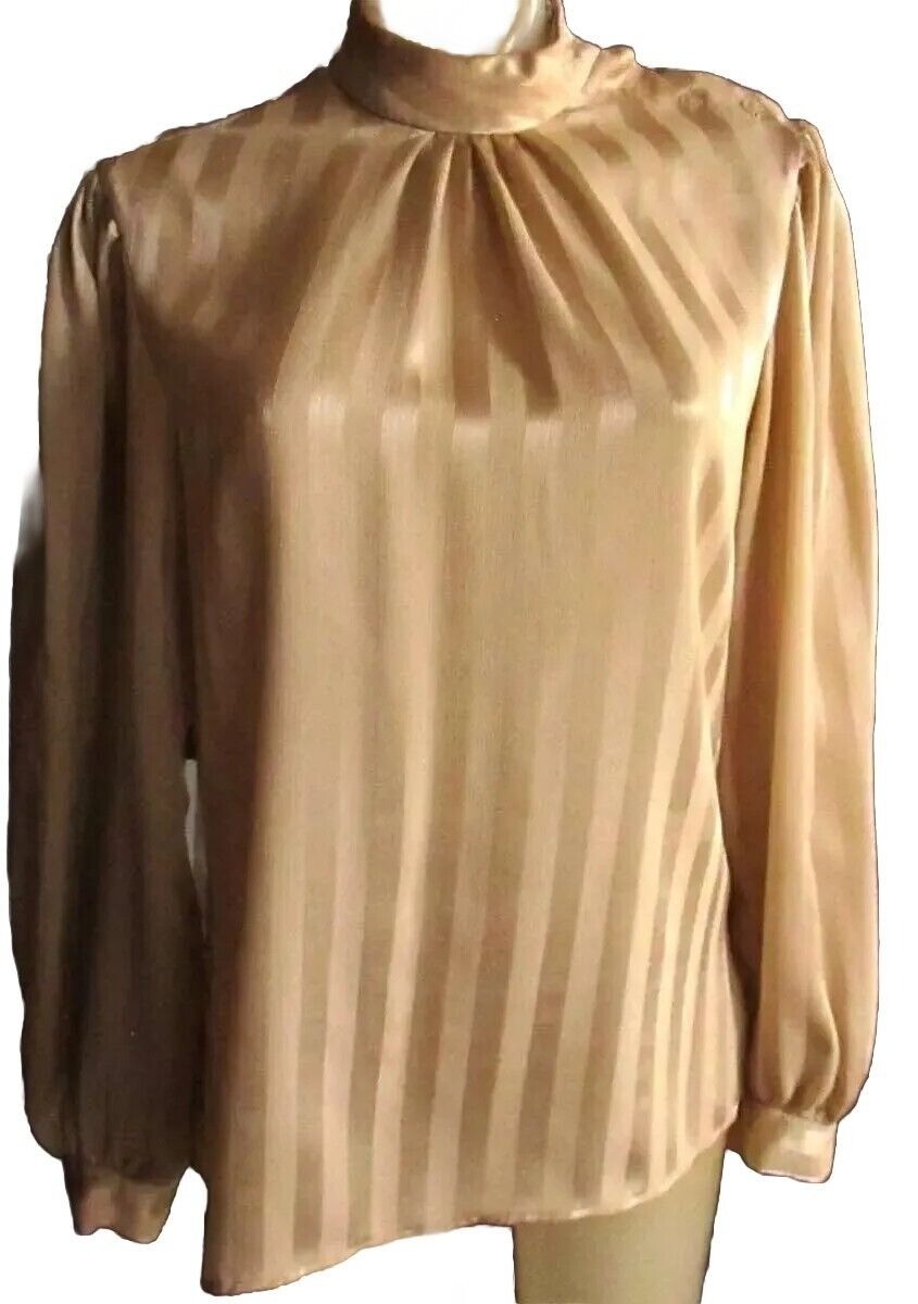 Glammy Satin Top Blouse Vintage 1970s John Meyer Sz 8 Medium Polyester Satin