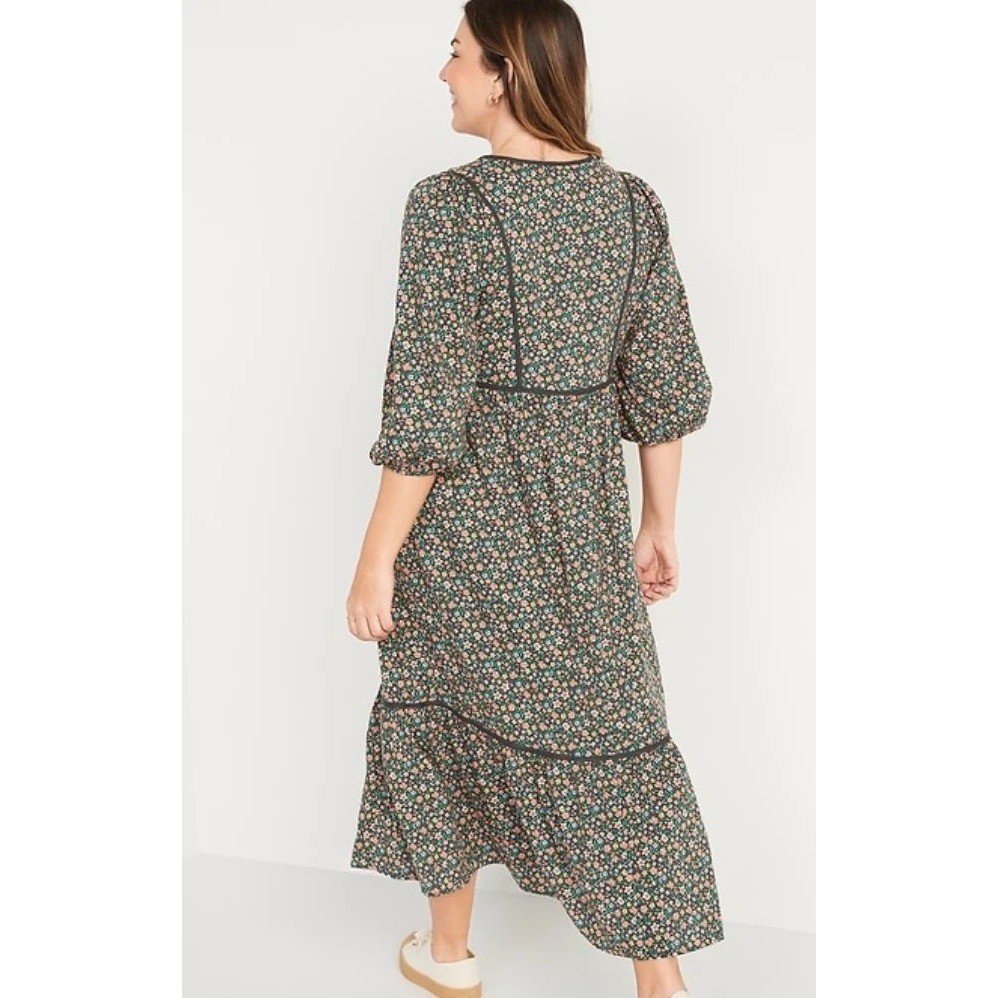 Old Navy Floral Maxi Dress Long Sleeve Tiered Boho Cottage Prairie XL TALL NWT