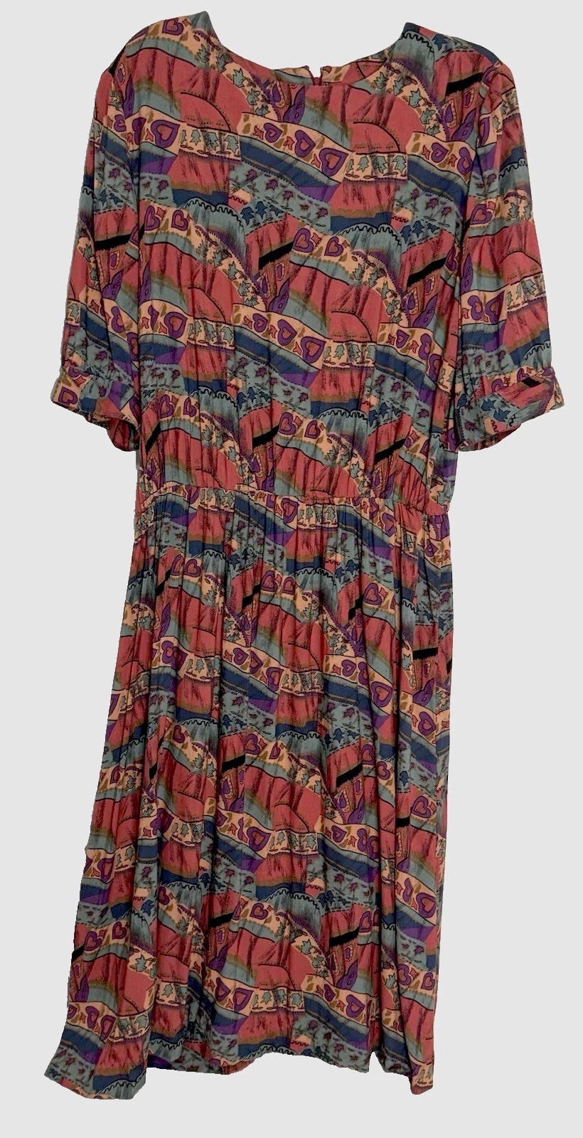 Vtg 80s Handmade Midi Prairie Dress Sz M – L Cottagecore Romantic Boho P2P 21″