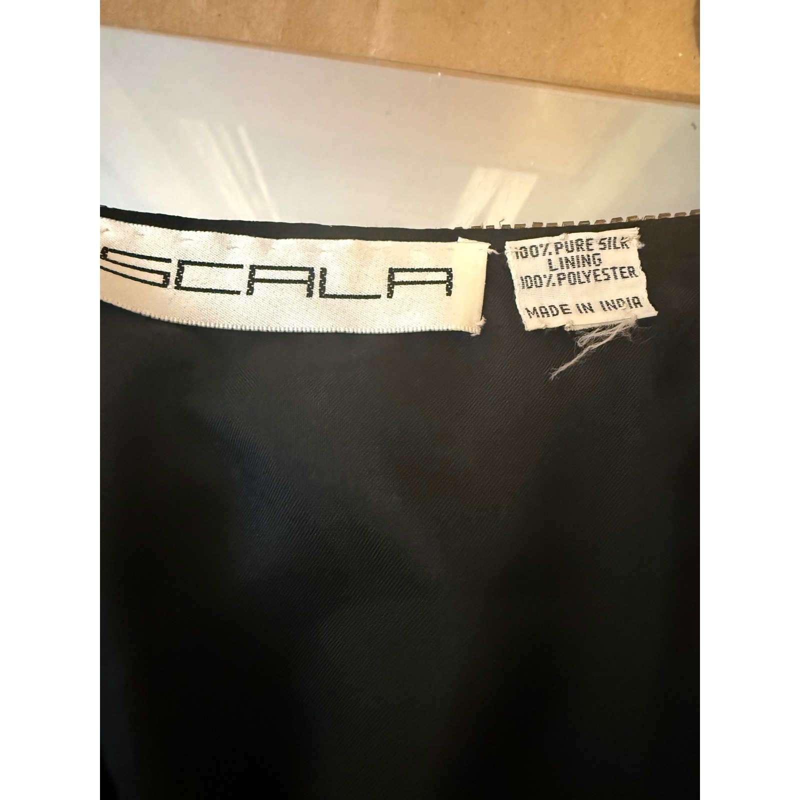 Scala Beaded Sequin Silk Jacket Womens M Black Teal Purple Excellent Vintage