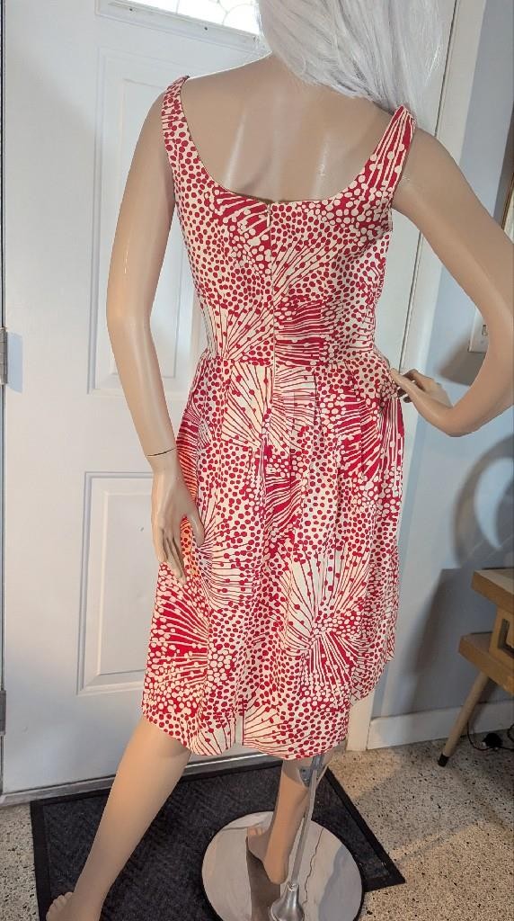 Vintage Dress Suzi Chin Maggy Boutique Red & White 34″ Bust Small Retro Party