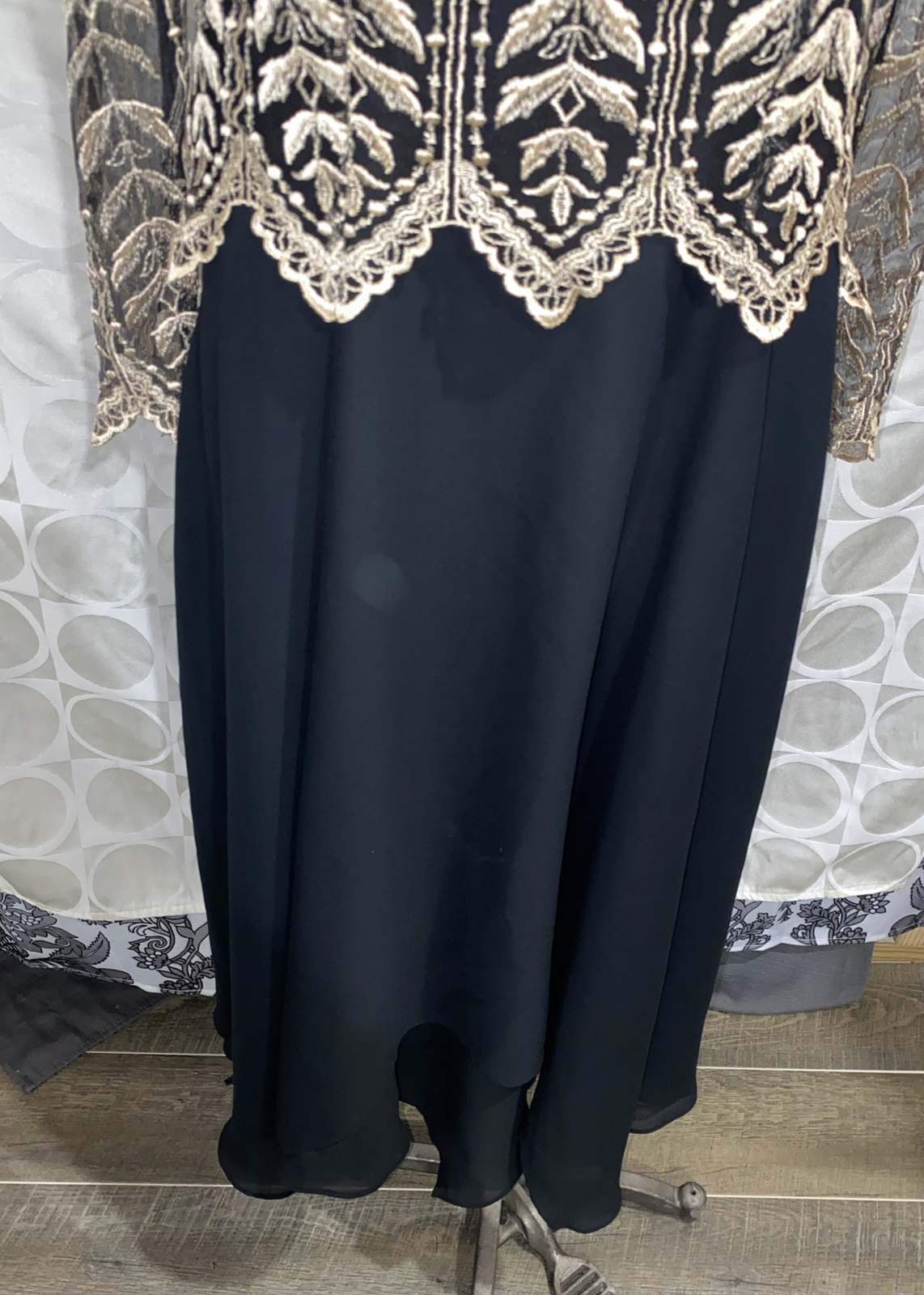 Vtg Cachet Formal Dress Bari Protas Elegant Black Gold USA Made New 9/10