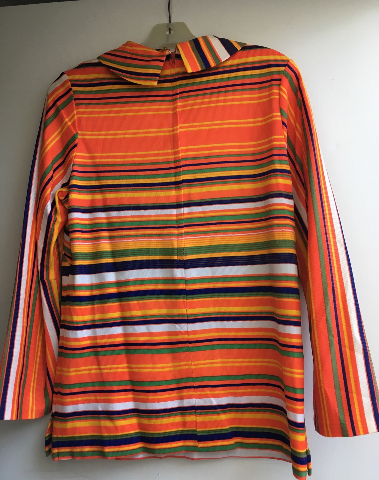 Vintage Long Sleeve Bright Striped Top Aladdin Brand Mock Turtleneck 60s 70s Mod