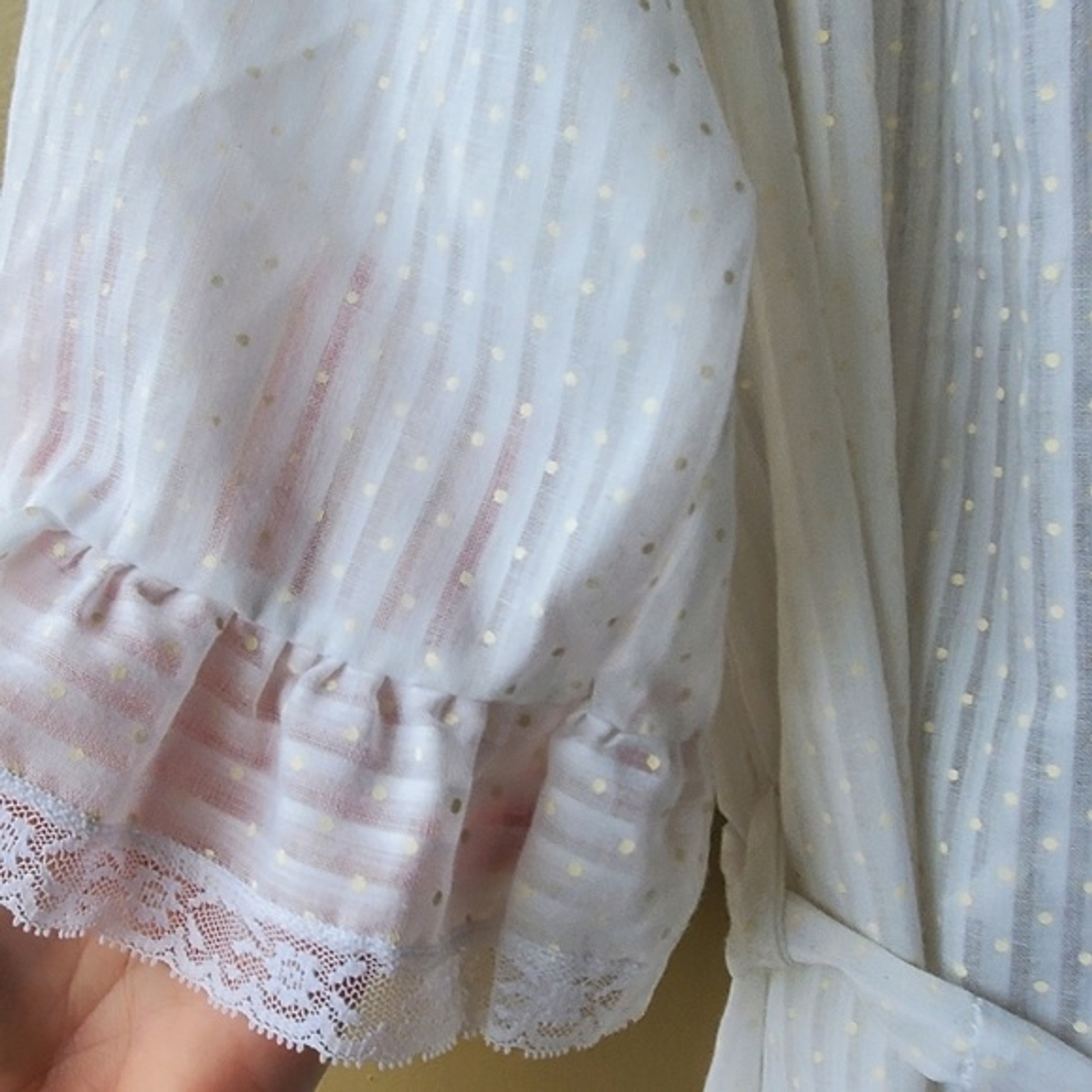 Vintage Jennifer Dale White Polka-dot Sheer Robe size 11