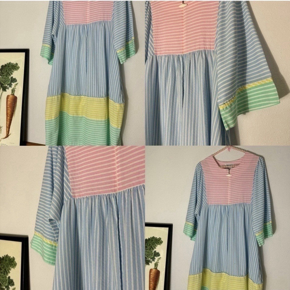 Vintage pastel striped seersucker dress