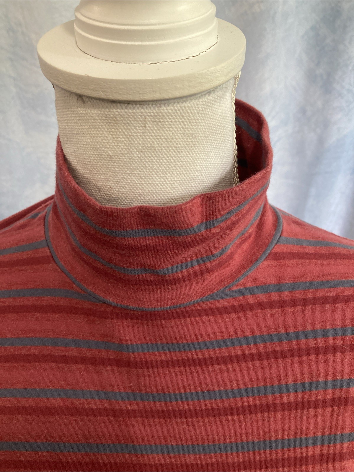 Vtg 90s Y2K Woolrich Striped Mock Neck Turtleneck Shirt Rosebud Grunge Cropped S