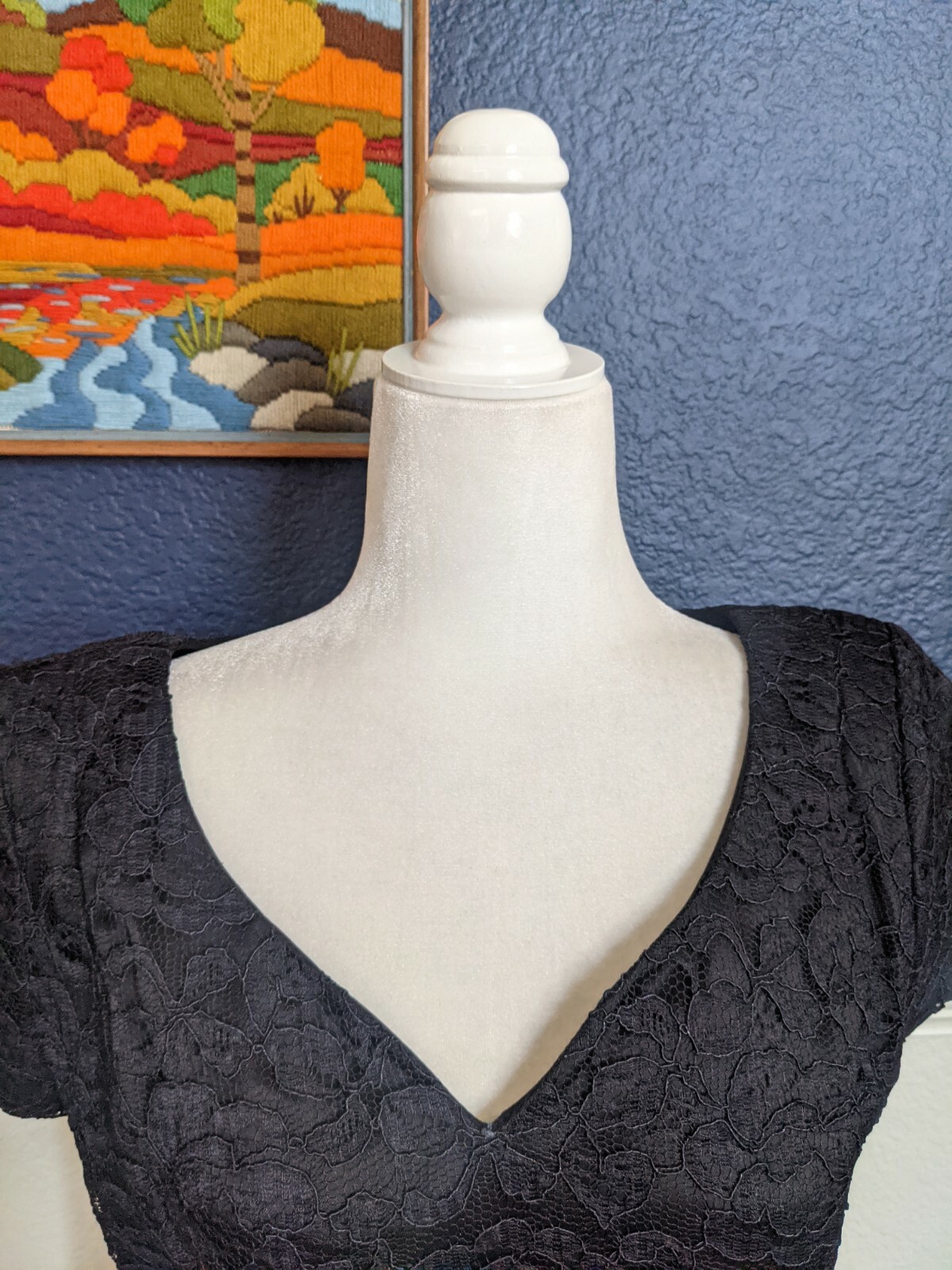 VTG Karen Lucas Collection Black Sheath Short Sleeve V-Neck Dress Sz 10 Medium M