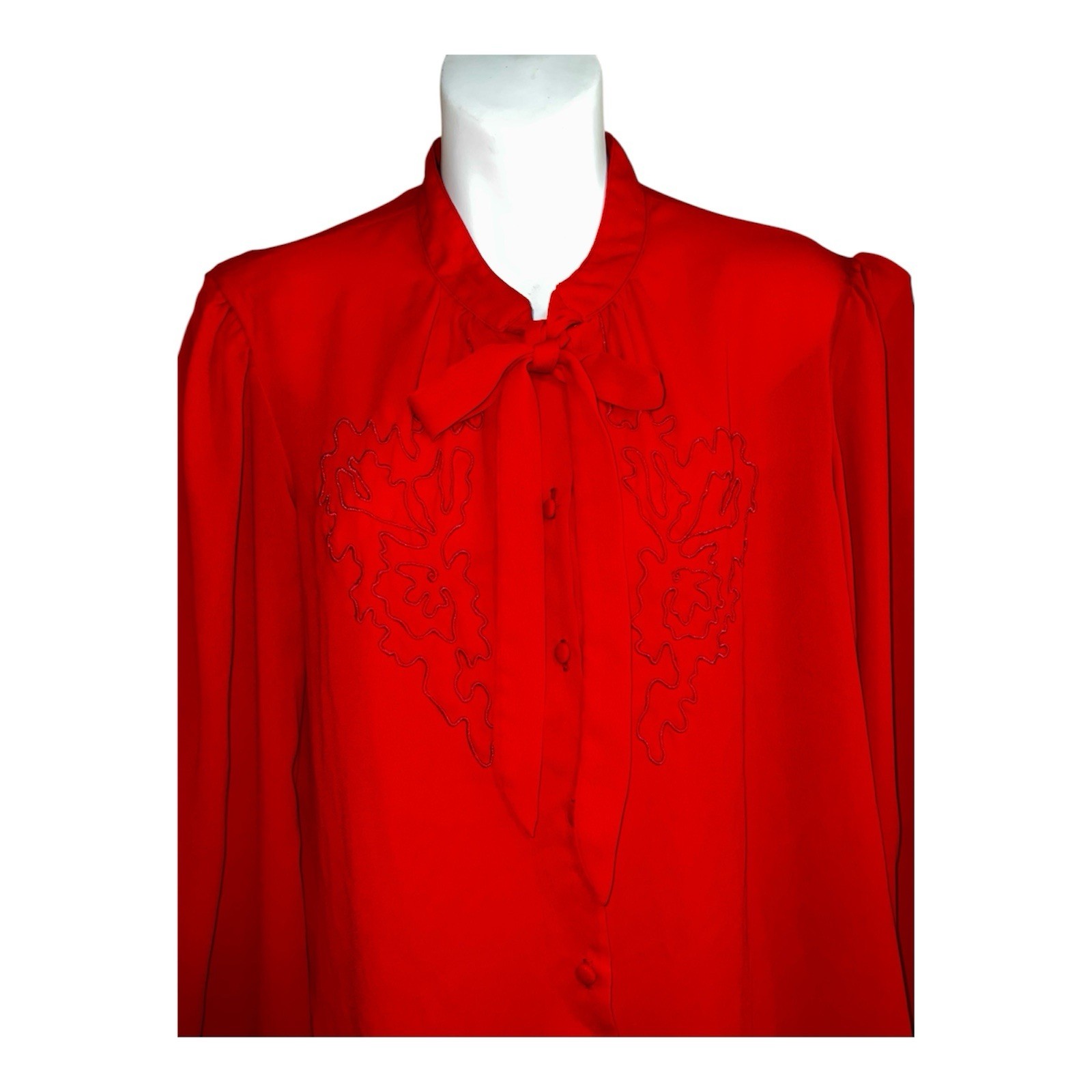Vtg Red Christmas Perrie Lamonte California Kitten Y2K Bow Top Shirt Long Sleeve