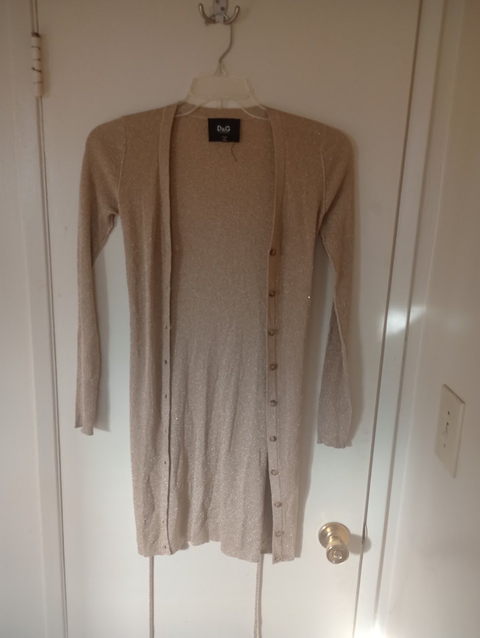 Dolce and Gabbana Gold Lurex Dress and Cardigan Set with Belt Evening Dress XS/S