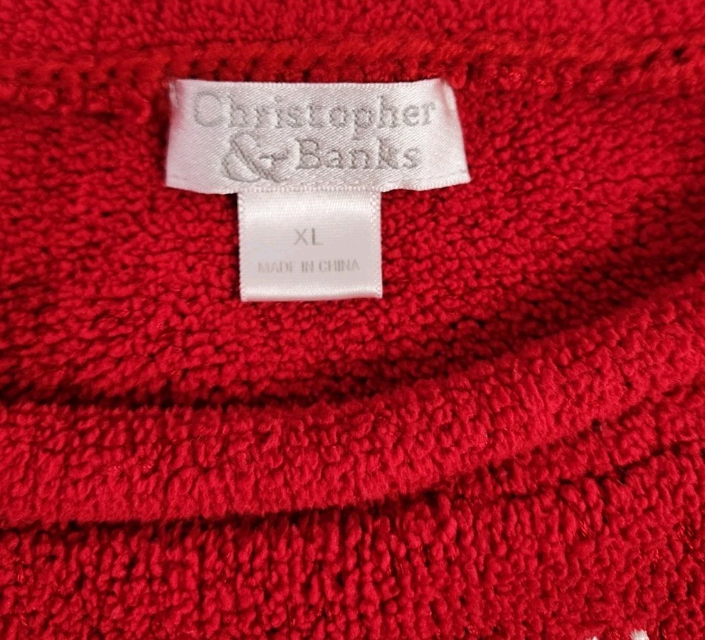 Sz XL Christopher & Banks Christmas/Winter Embroidered Reindeer Sweater